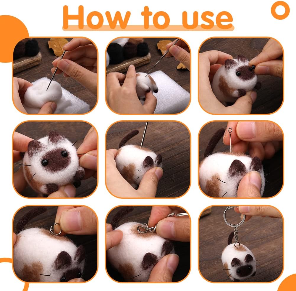 Mayboos Needle Felting Kit,3 Pieces Making Wool Needle Felting Starter Kit with Instruction,Felting Foam Mat and DIY Needle Felting Supply for DIY Craft Animal Home Decoration