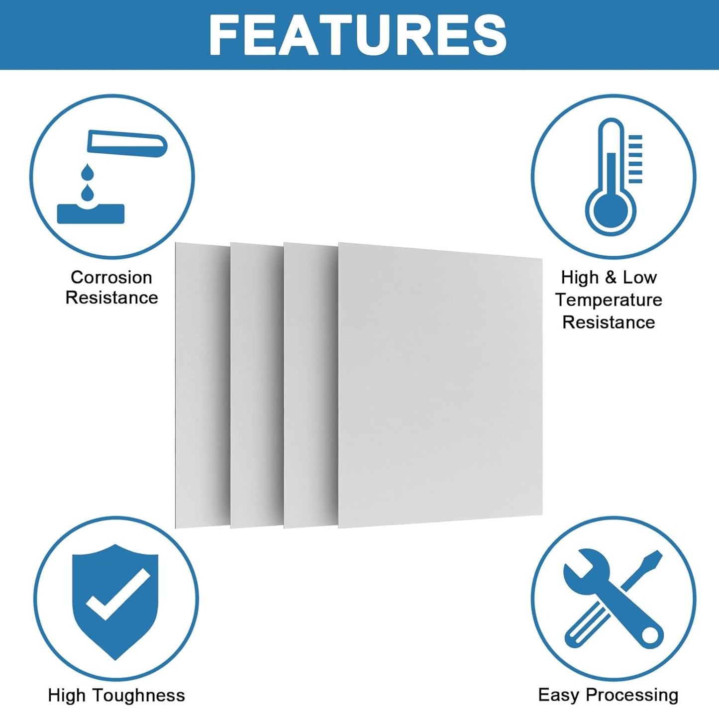 4Pcs 304 Stainless Steel Sheets Metal 6" x 6" x 1/64" (0.02") Inch 304 Stainless Steel Plates 0.50MM Stainless Steel Shim Stock Plates Metal Sheets for Crafting, DIY, Stovetop, Snow Frosted Surface