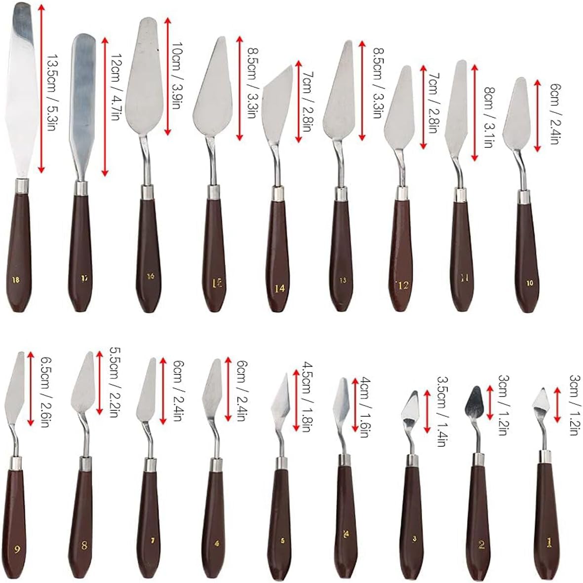 18 Piece Painting Knives Stainless Steel Spatula Palette Knife Professional Palette Knife Painting Wood Handle Oil Painting Accessories Color Mixing Set for Oil Canvas Acrylic Painting