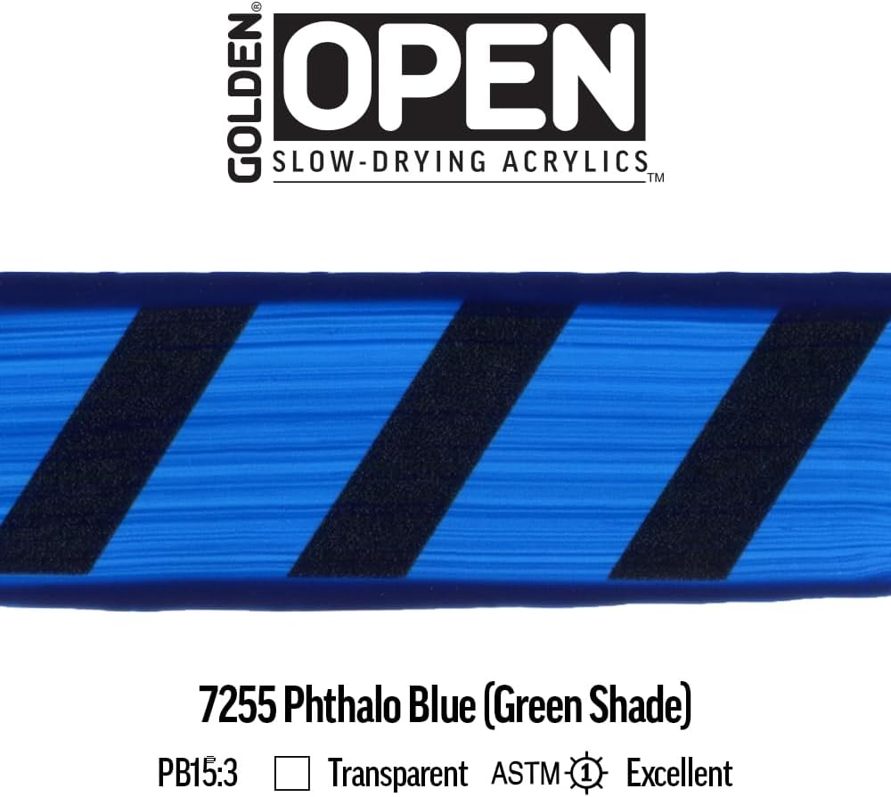 OPEN Slow-Drying Acrylics by GOLDEN, Phthalo Blue/G.S., 5 fl oz. tube, Professional Acrylic Paint, Transparent
