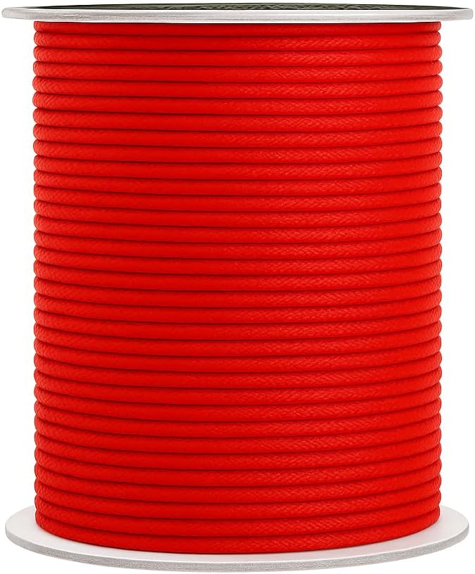 Mandala Crafts 2mm 109 Yards Red Cotton Waxed Cord for Jewelry Making Bracelet Cord Waxed String - Beading String Thread Jewelry Cords for Necklaces String