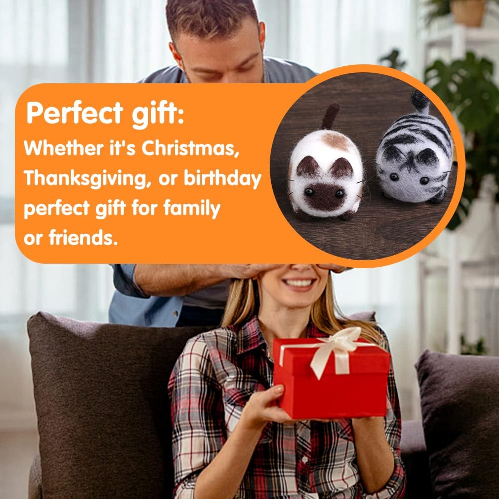 Mayboos Needle Felting Kit,3 Pieces Making Wool Needle Felting Starter Kit with Instruction,Felting Foam Mat and DIY Needle Felting Supply for DIY Craft Animal Home Decoration