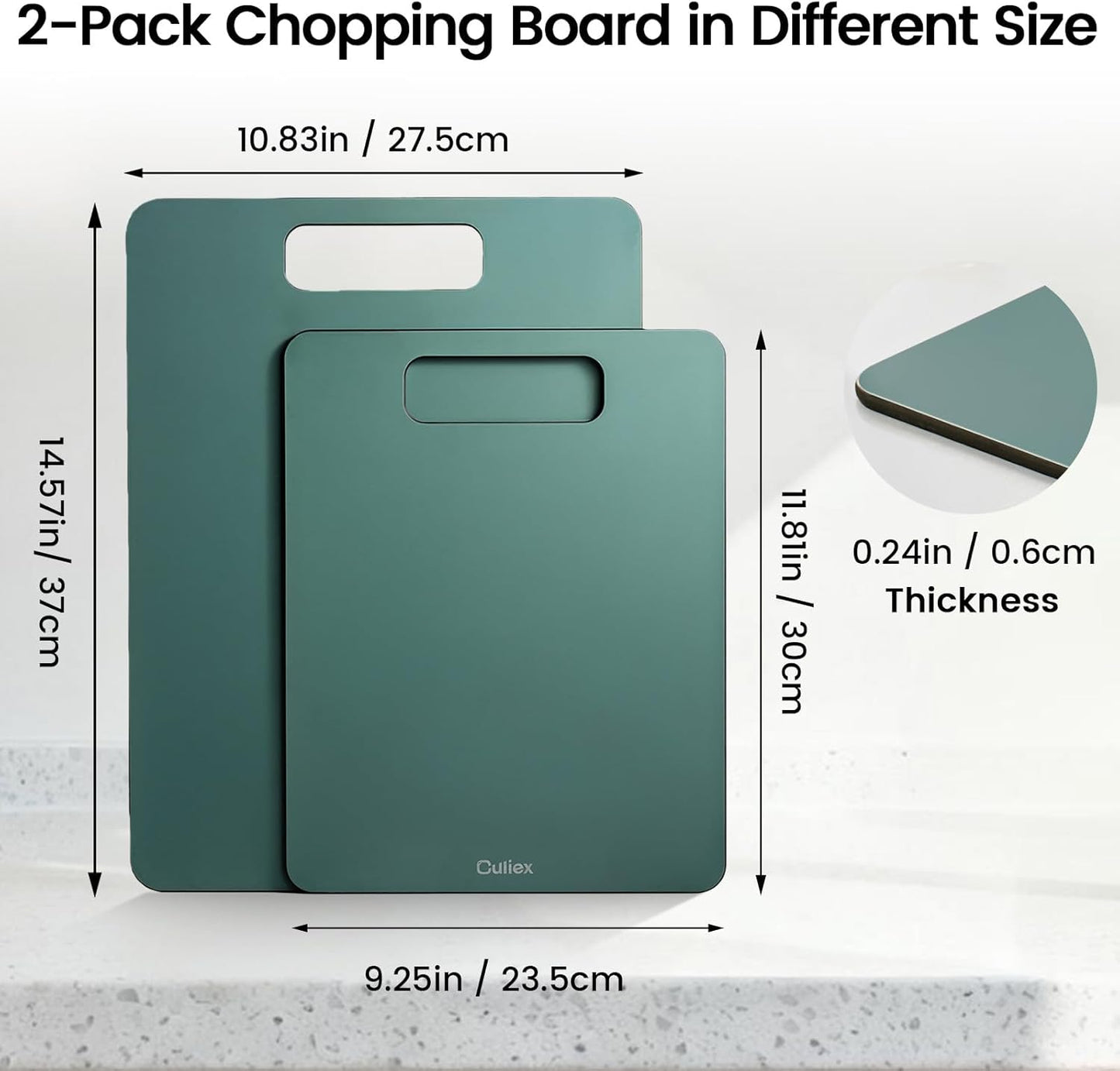 Cutting Boards for Kitchen [Set of 2], Wood Fiber Composite Cutting Board, Dishwasher Safe, Non Slip Non Toxic Chopping Board for Meat Vegetables Fruit Cheese - Green