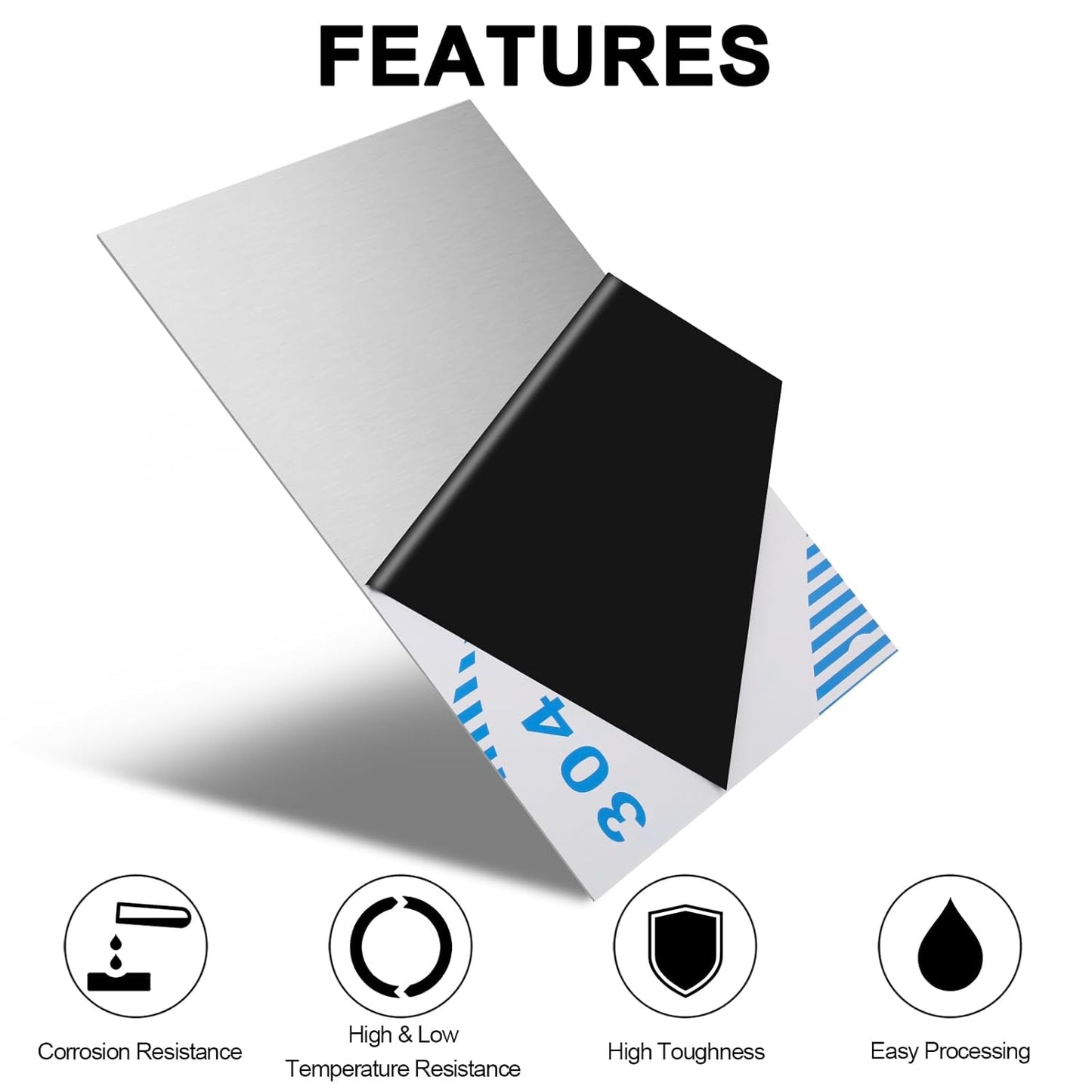 304 Stainless Steel Sheets Metal 12" x 16" x 1/64" (0.50MM) Inch 304 Stainless Steel Plates 24 Gauge Stainless Steel Shim Stock Plates Metal Sheets for Crafting, Stovetop, Snow Frosted Surface