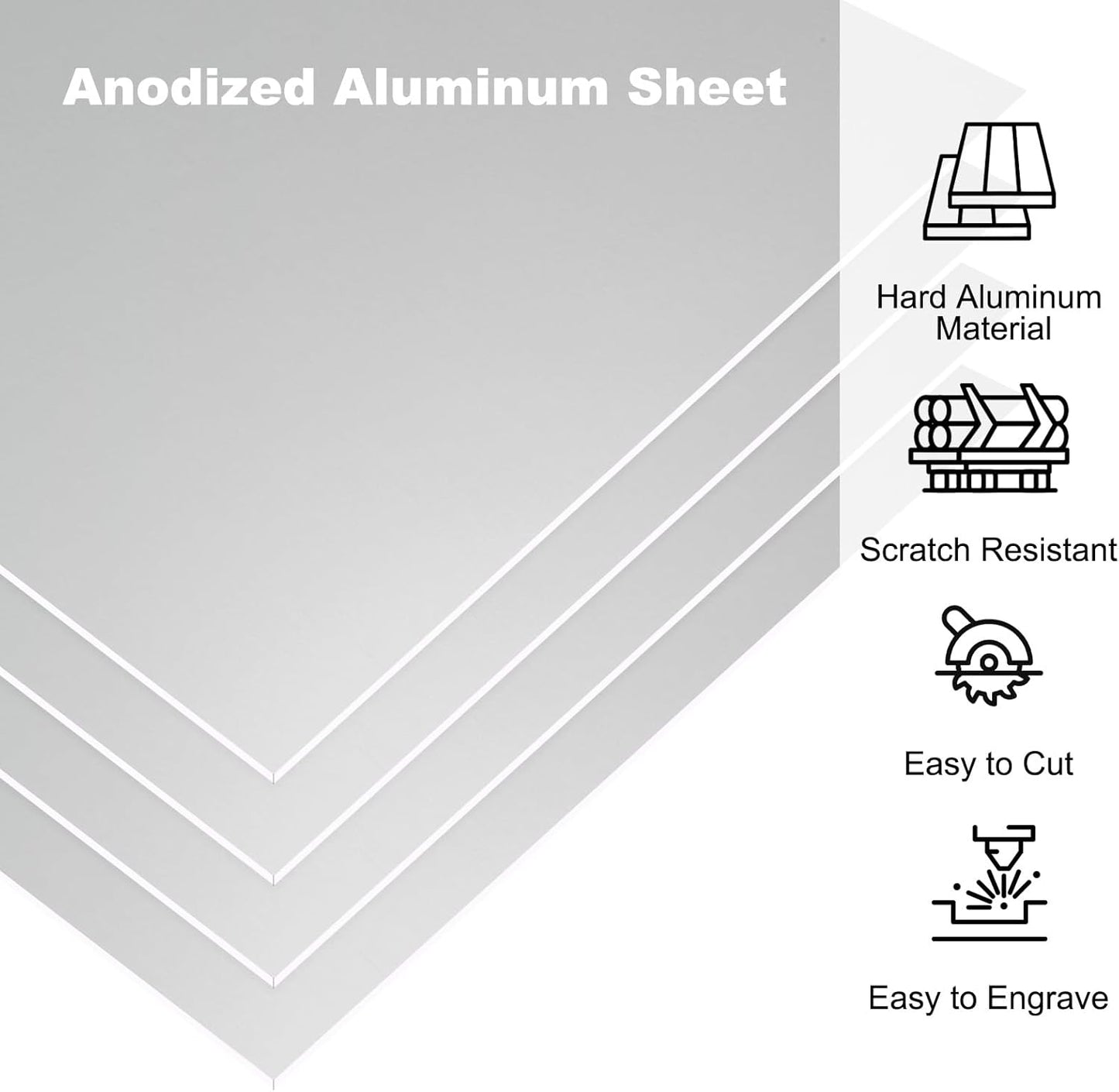 PATIKIL 7x5x1/32inch Anodized Aluminum Sheet, 10Pcs Metal Rectangle Aluminum Plate 0.8mm Thick Engraving Blanks for Laser Engraving DIY Decorative Crafting Home Decoration, Grey