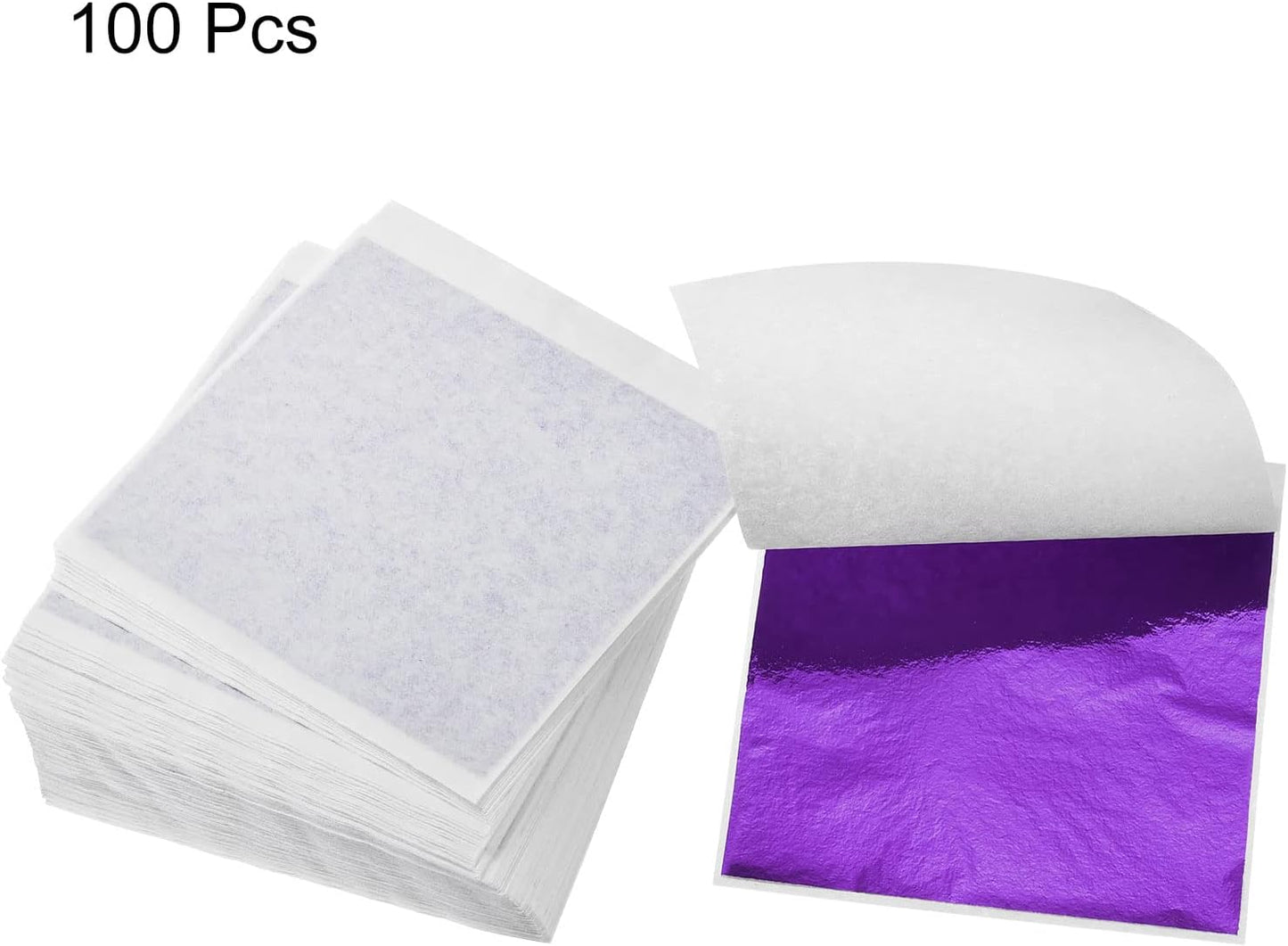 MECCANIXITY Gold Leaf Foil Sheet, Purple Leaf Papers, 3.3 x 3.1inch for Art Decoration, Sculptures, Painting, Pack of 100