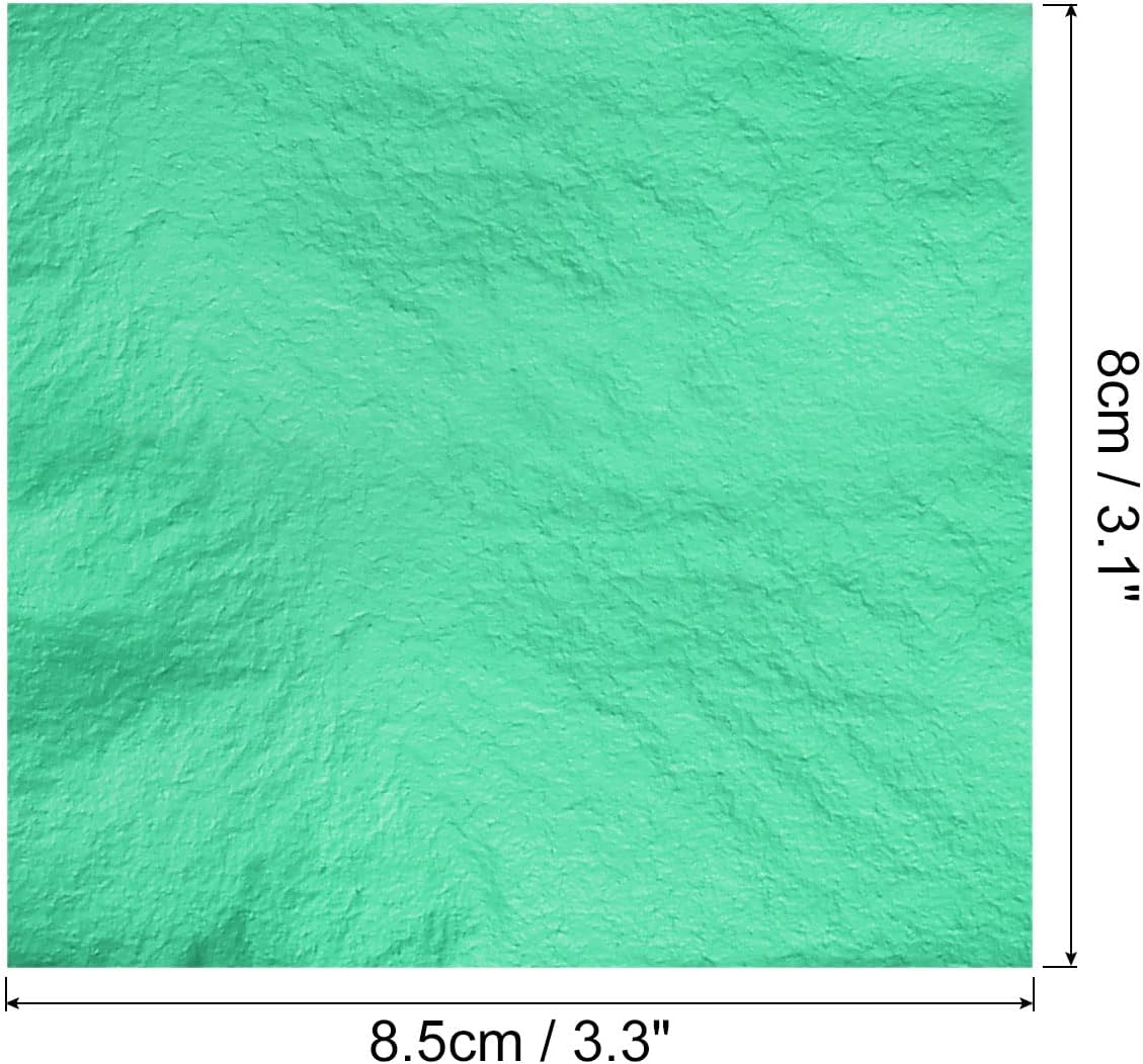 MECCANIXITY Gold Leaf Foil Sheet, Cyan Leaf Papers, 3.3 x 3.1inch for Art Decoration, Sculptures, Painting, Pack of 100