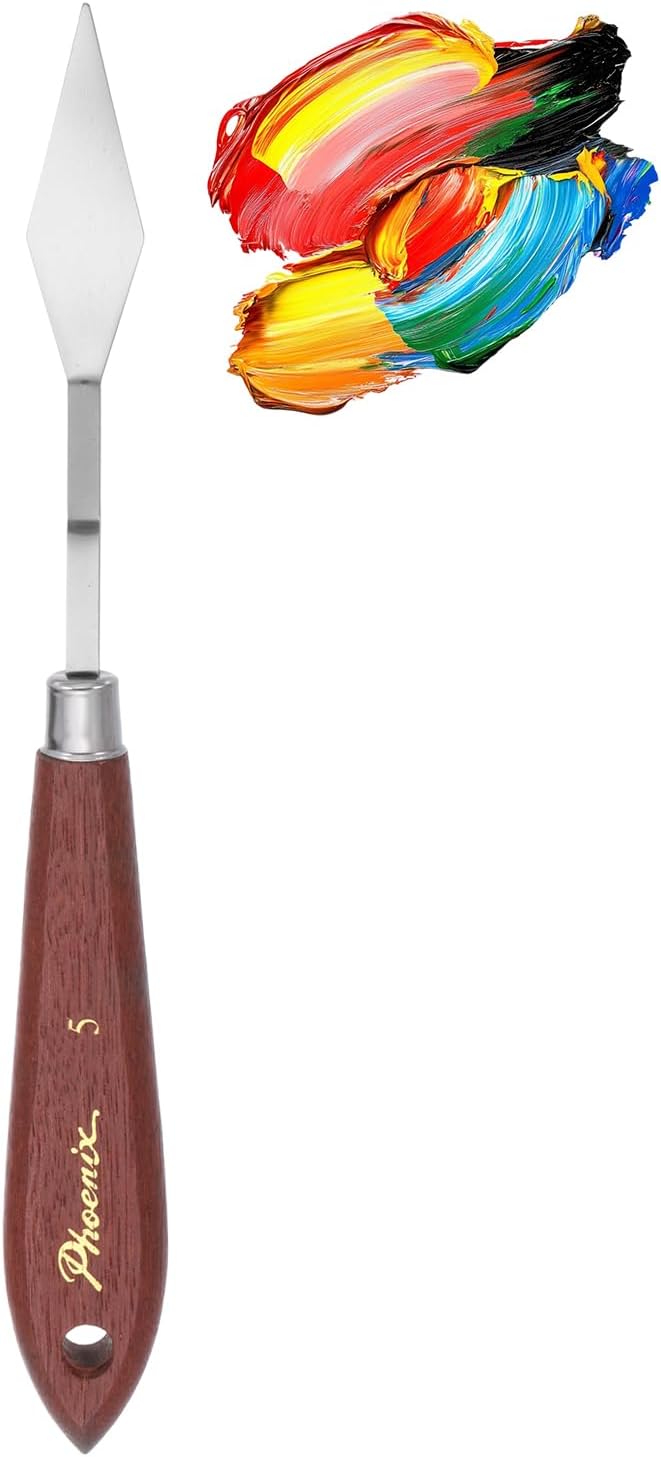 MECCANIXITY Pack of 1 Palette Knife No.5, 7.8" Long Palette Knives with Stainless Steel Flexible Spatula Pallet Knife and Wood Handle for Scraping, Mixing, Oil Acrylic Painting Canvas