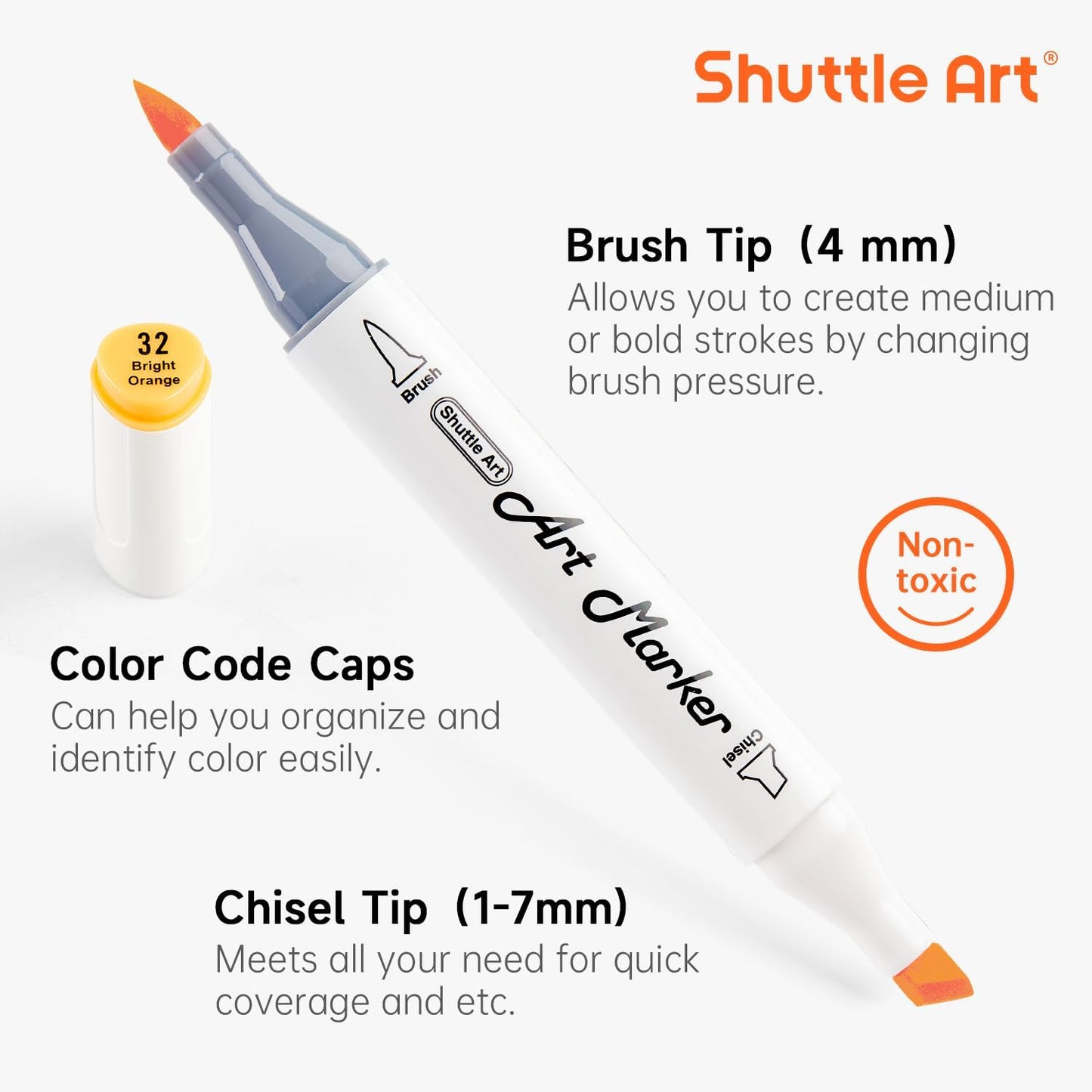 Shuttle Art Pastel Alcohol Markers Brush tip, Dual Tip Brush & Chisel Tip Art Marker Set, 50 Colors plus 1 Blender Marker Pens with Case Perfect for Illustration Students Adults Coloring Sketching
