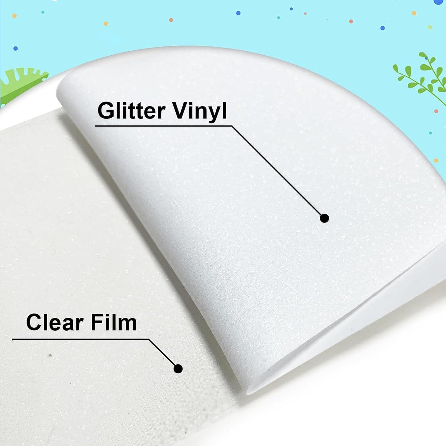 White Glitter HTV Heat Transfer Vinyl 12" x6FT Glitter Vinyl for T Shirts Easy to Cut and Weed Compatible with All Cutter Machines HTV Vinyl Iron on for Cricut (White, 12" x6FT)