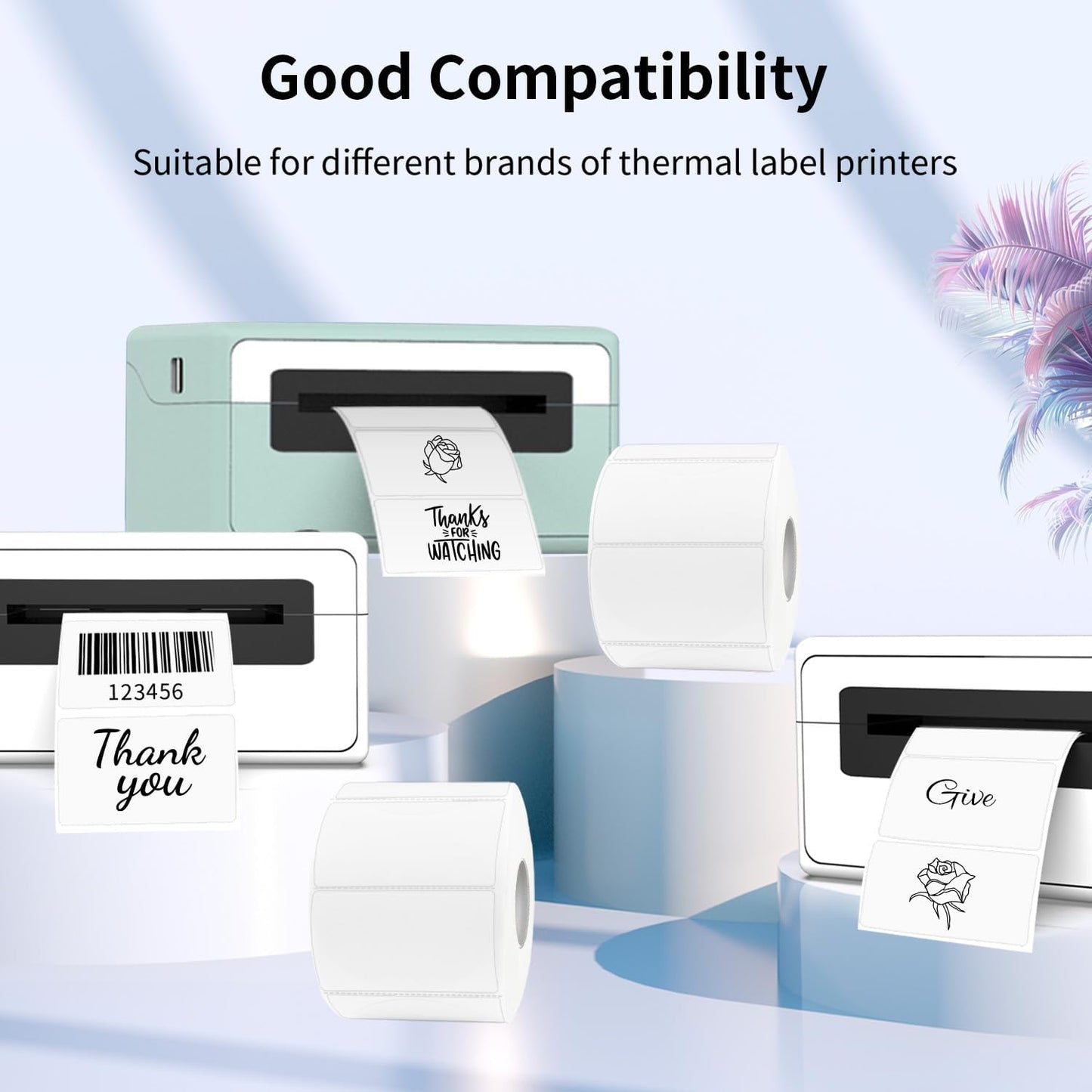 Transparent Thermal Labels Stickers, 2.25 x 1.25 Inch Clear Labels, Self-Adhesive Direct Thermal Stickers for Logo Design- Waterproof/ 200 Sheets