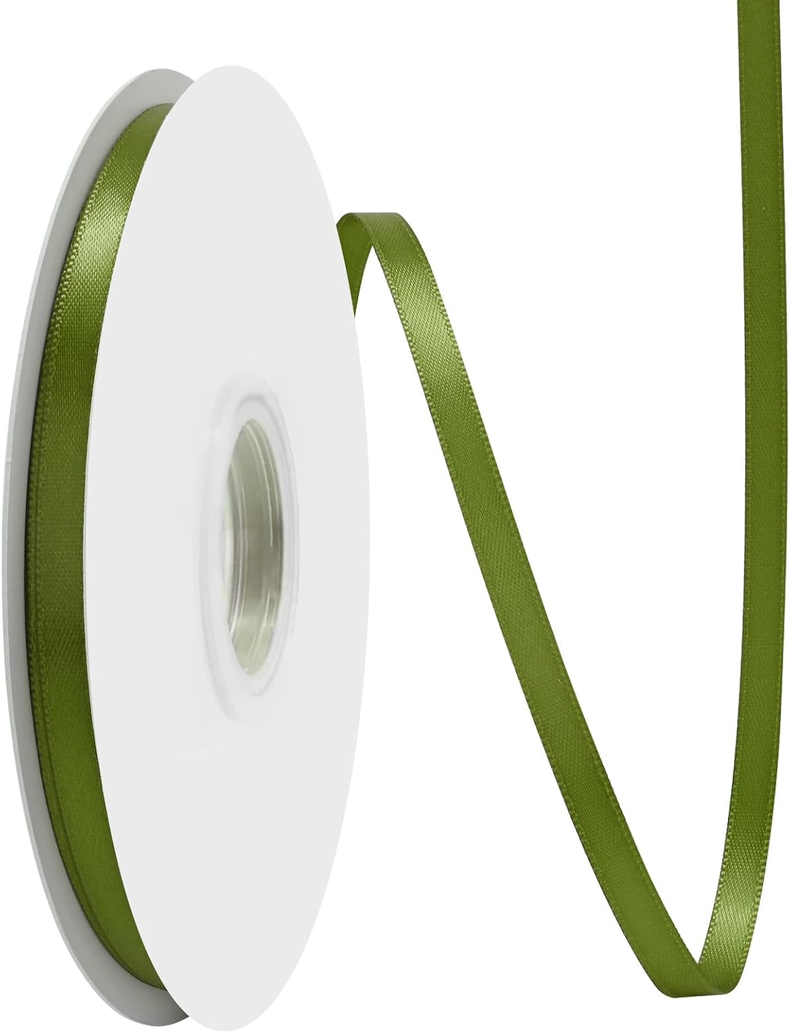 Moss Satin Ribbon 1/4 Inch X 50 Yards Solid Color Double Faced Ribbons Perfect for Crafts Wedding Decor Bow Making Arts Sewing and More