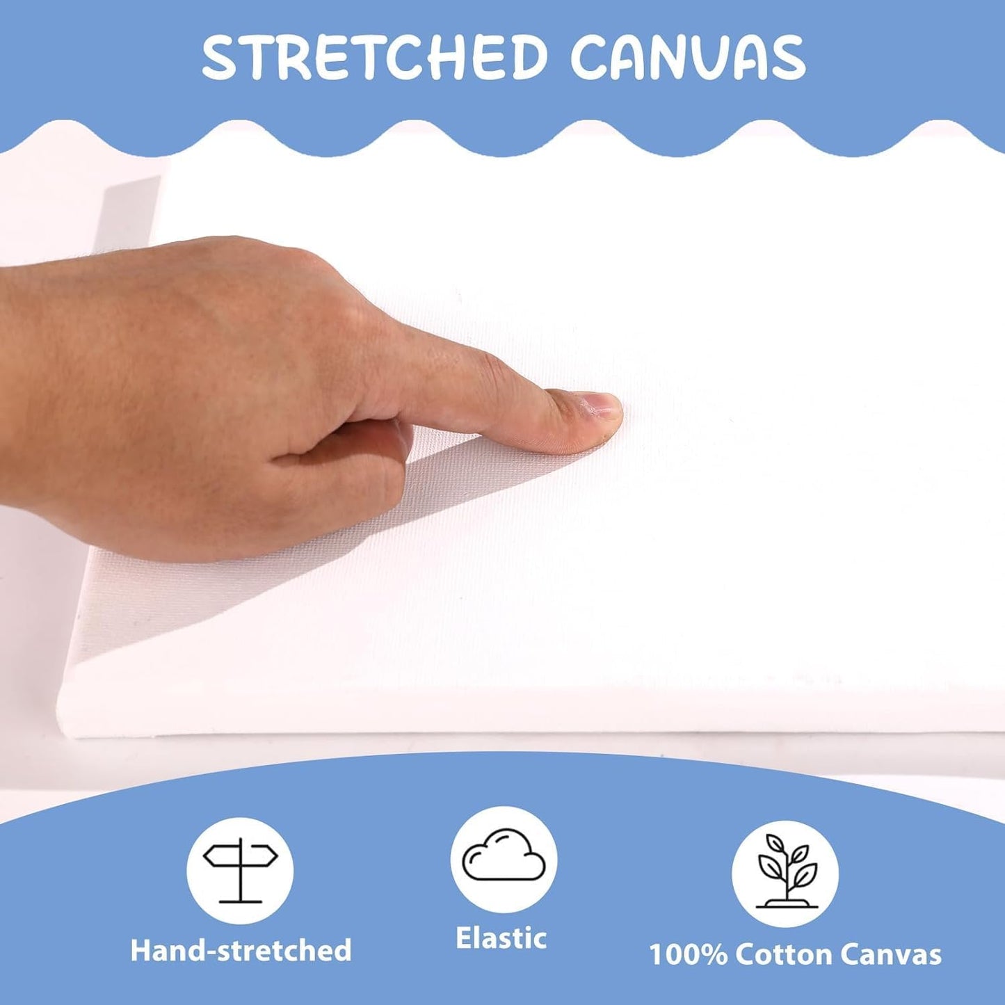 ESRICH Canvas for Painting 8x10, 16 Pack Stretched Canvas, Primed Acid-Free Cotton Paint Canvas Bulk, White Blank Canvases for Painting for Oil & Acrylic Paint.