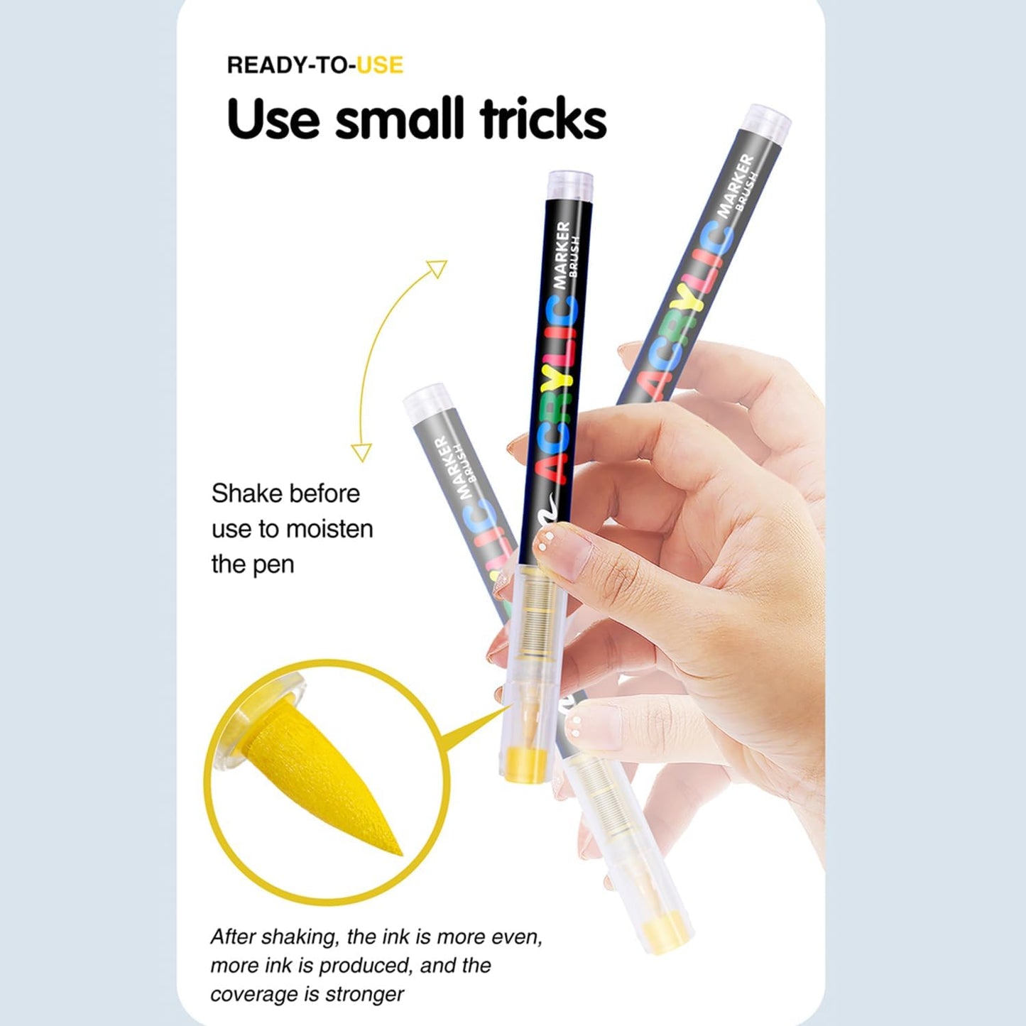 Acrylic Paint Markers Pens, 12 Vivid Colors Acrylic Markers Set,Direct Liquid Type, Stackable Color, Odorless Soft Head，Markers for School，Tooli Art ，Fabric & Creative Crafts (12)