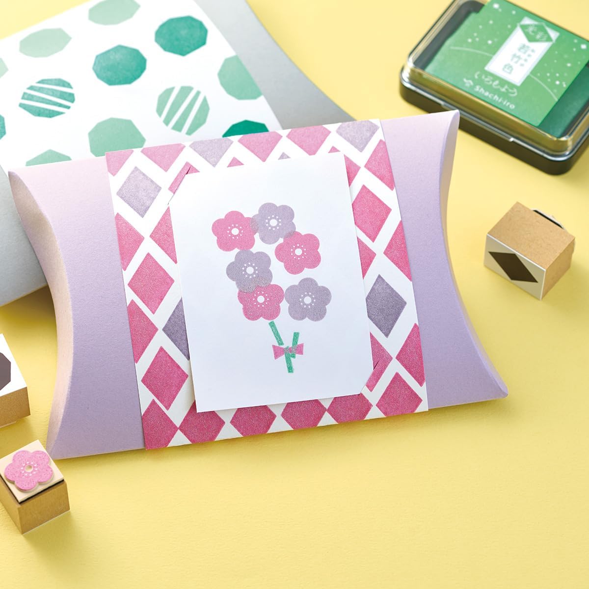 IROMOYO KOSAI Stamp PAD, Traditional, Shimmering Japanese Ink Colour, Oil-Based Ink pad - Black