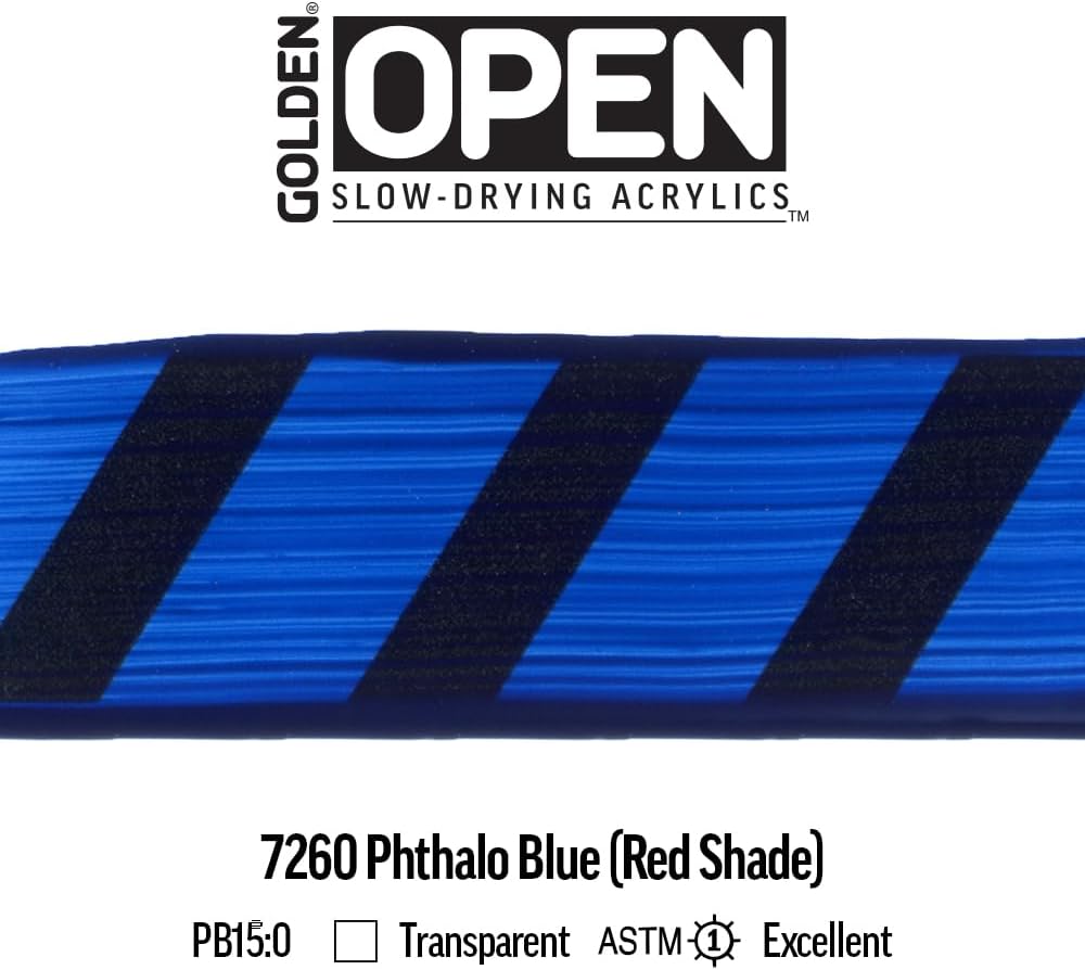 OPEN Slow-Drying Acrylics by GOLDEN, Phthalo Blue/R.S., 5 fl oz. tube, Professional Acrylic Paint, Transparent