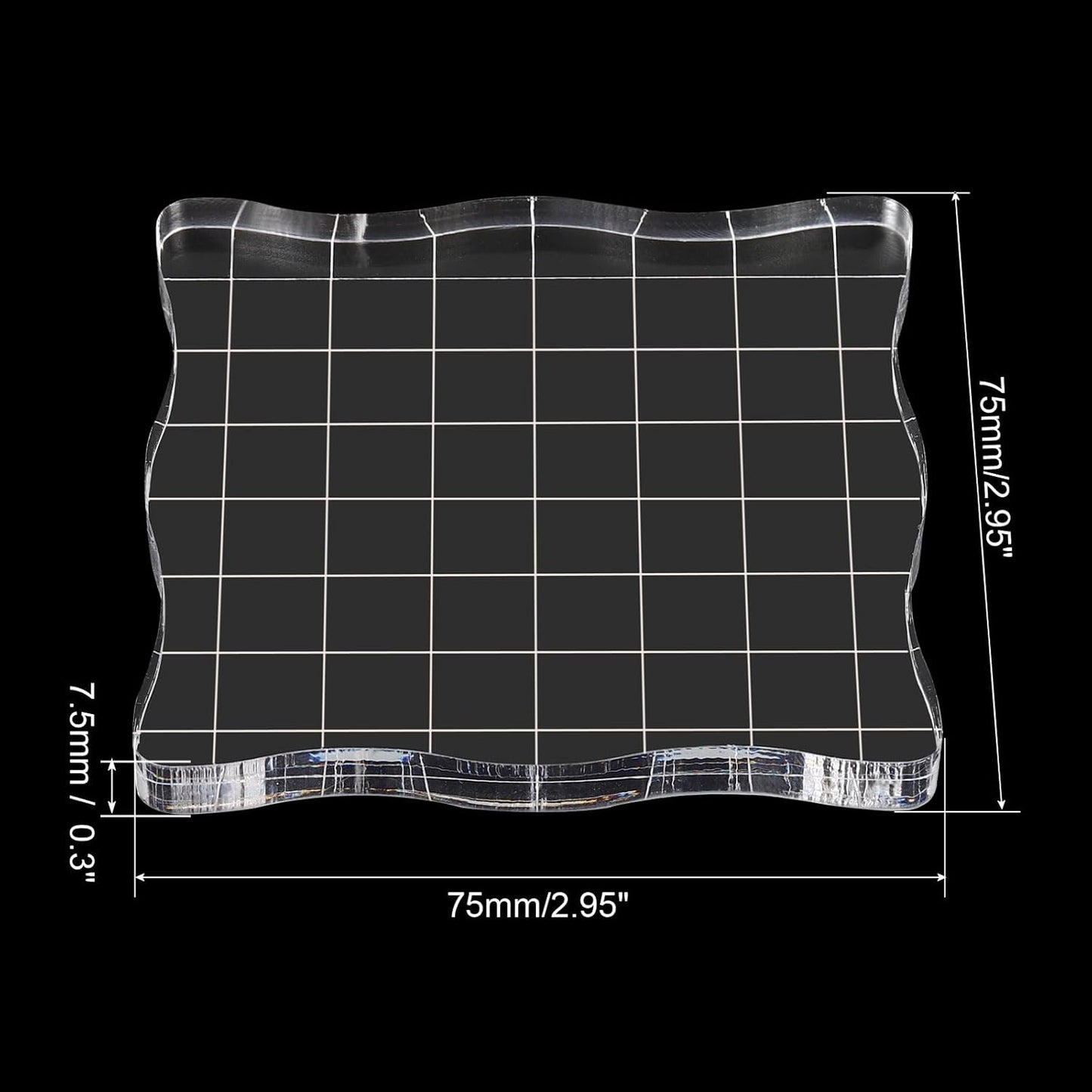 PATIKIL 3" x 3" Acrylic Stamp Block, 2 Pack Clear Stamping Block with Grid Lines Decorative Mounting Blocks Wave for Scrapbooking DIY Crafts Card Making
