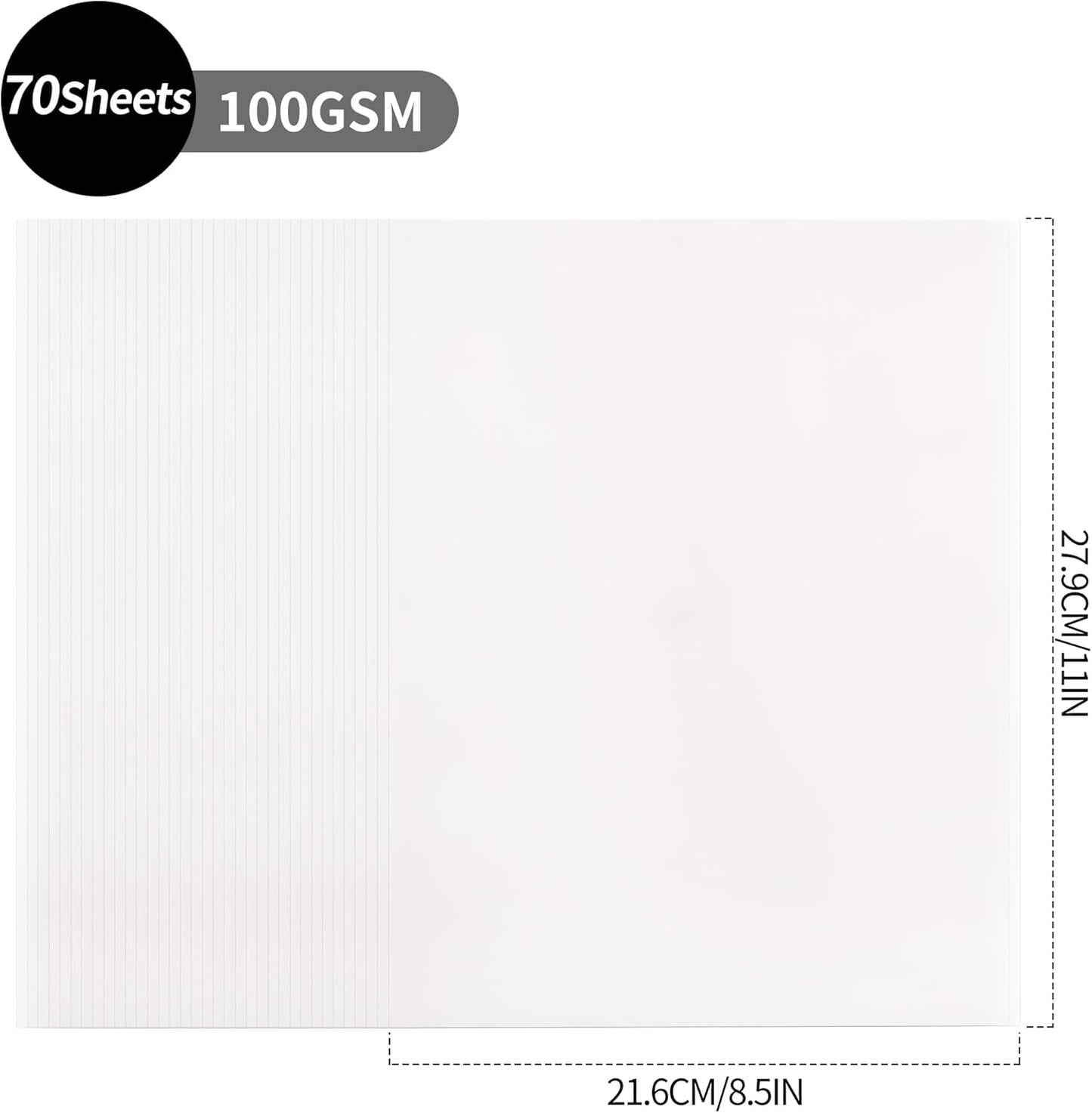 70 Sheets Transparent Vellum Paper - 8.5 x 11in 100GSM Translucent Matte Art Paper for DIY Printing Drawing Invitations Greeting Cards Decor Gift Wrapping PAP02TP