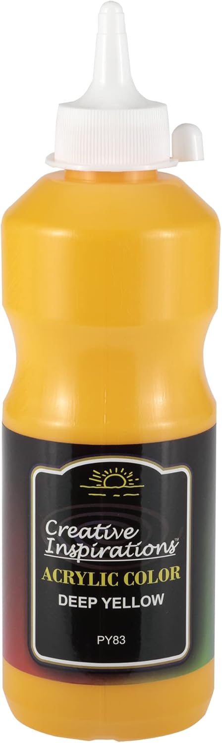 Creative Inspirations Acrylic Paint - Deep Yellow - 500 mL Bottle - Smooth & Creamy Consistency, Vibrant Pigmentation, Great Coverage for Artists - Clean Up with Soap & Water
