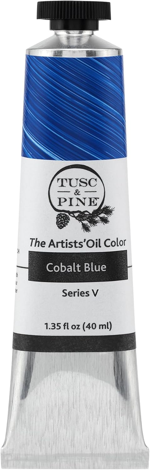 Tusc & Pine Artist Oil Paint - Cobalt Blue, 40 ml, Non-Yellowing, Rich & Creamy Consistency, Maximum Pigment Load, Small Batch Milled Oil Paints Made in the USA for Professional Artists
