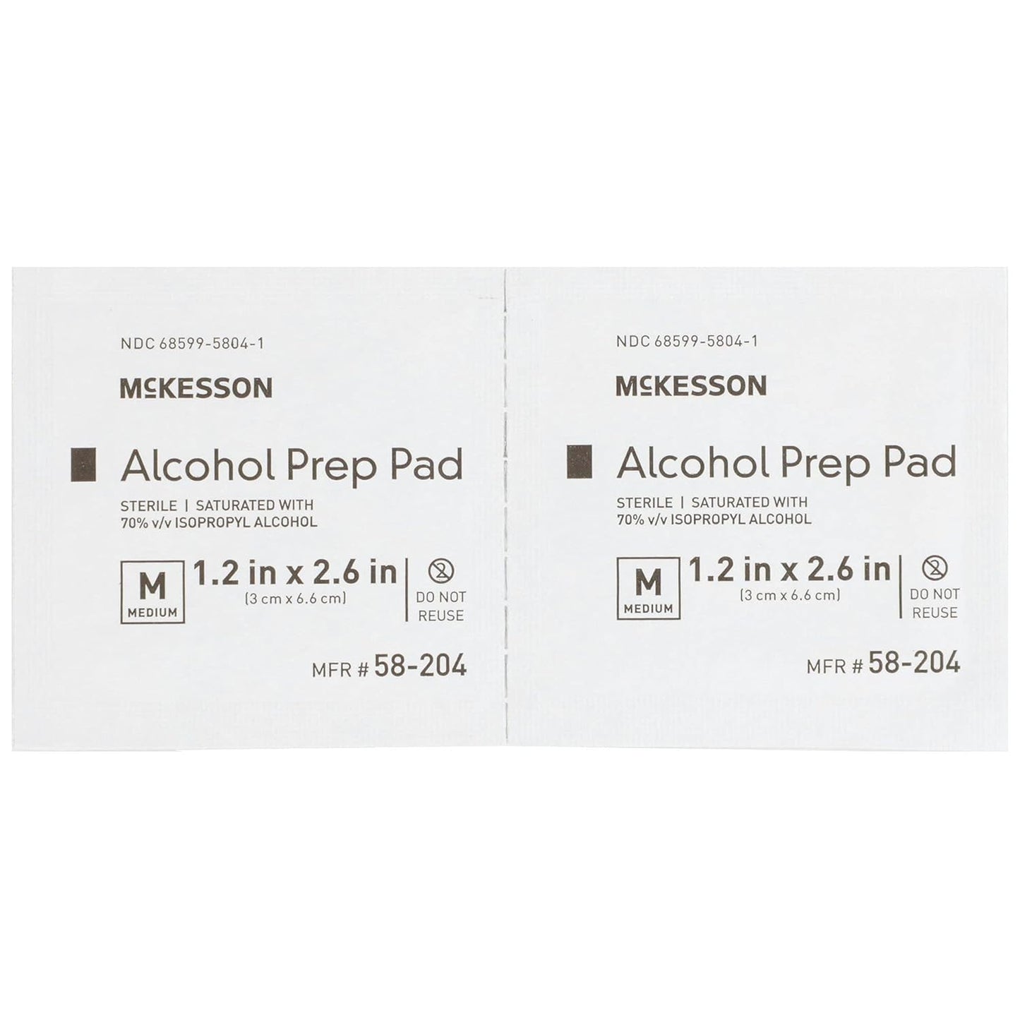 McKesson Alcohol Prep Pads [Pack of 4000] 70% Isopropyl, Individually Wrapped Wipes, Sterile, Medical-Grade, First Aid, Medium, 200 Count, 20 Boxes