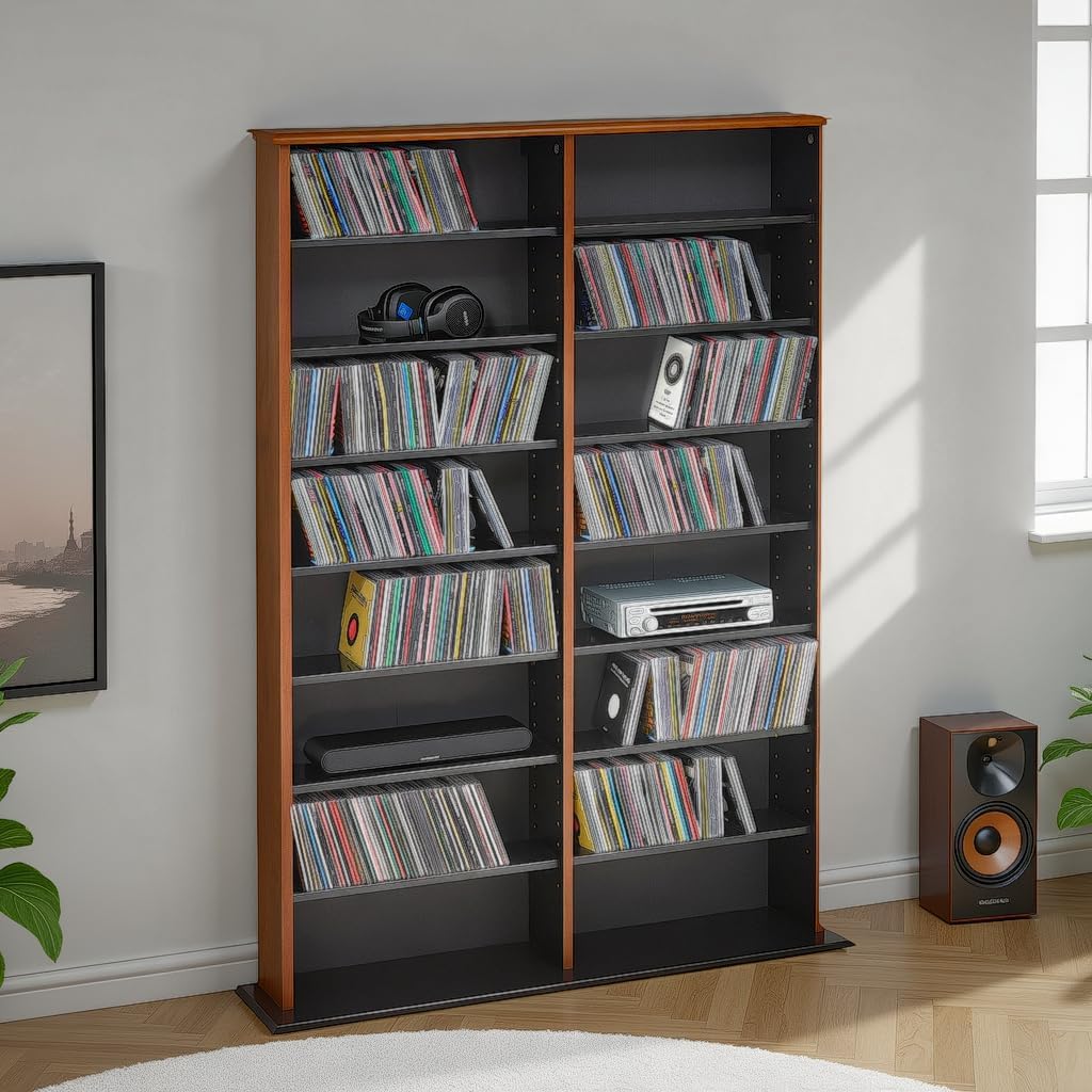 Prepac 2 Column Display Cabinet Media Storage, 38.75" Wide, Cherry