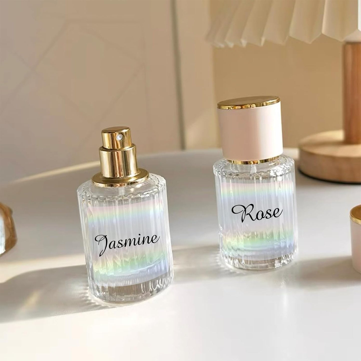 3 Inch Square Transparent Thermal Label Stickers, Holographic Clear Self-Adhesive Direct Thermal Labels, Perforation Line Design& Waterproof- 200 Sheets