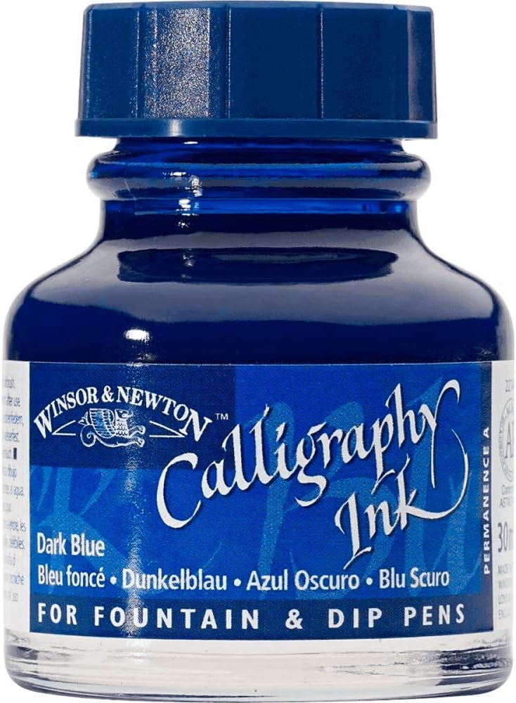 Winsor & Newton Calligraphy Ink, 30ml (1-oz) Bottle, Dark Blue