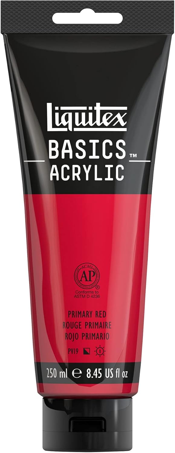 Liquitex BASICS Acrylic Paint, 250ml (8.5-oz) Tube, Primary Red
