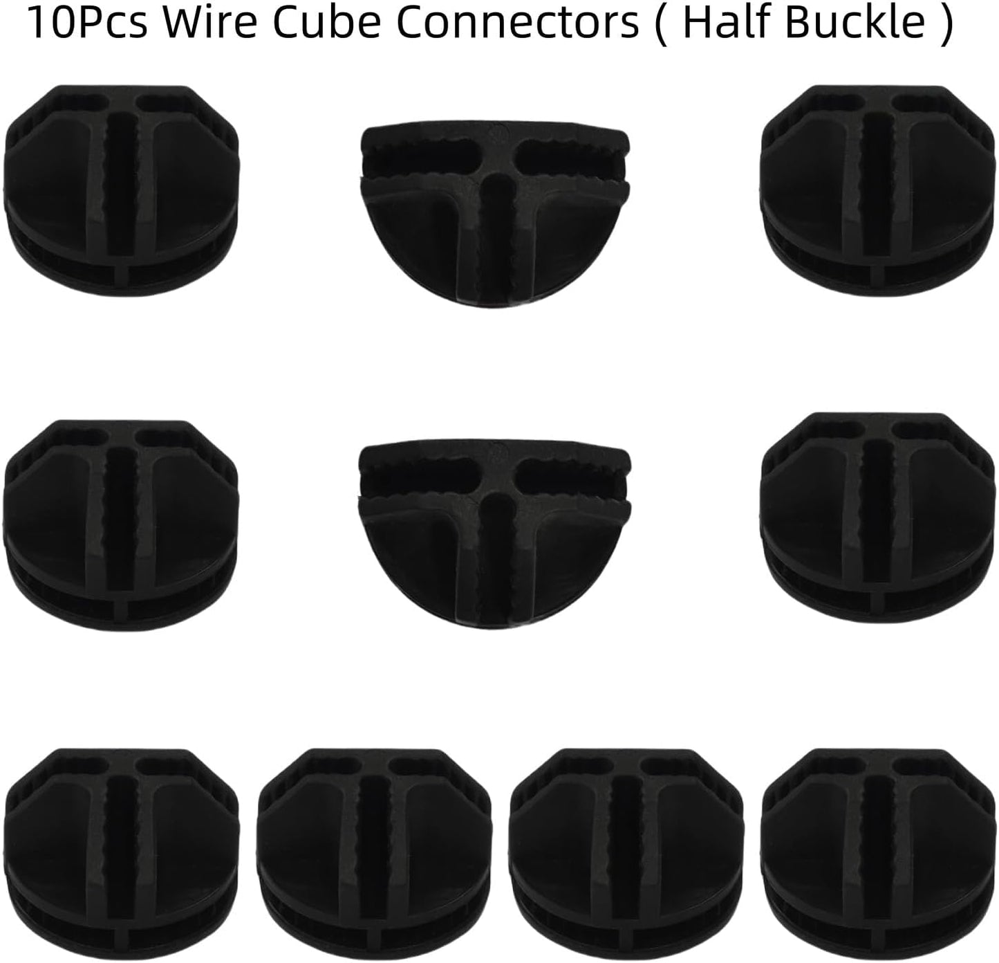 10Pcs Wire Cube Connectors, Black Wire Cube Storage Connectors Half Buckle Wire Grid Cube Shelf Plastic Connectors for Wire Cube Storage Shelving Unit and Modular Closet Organizer, SATONBEYI