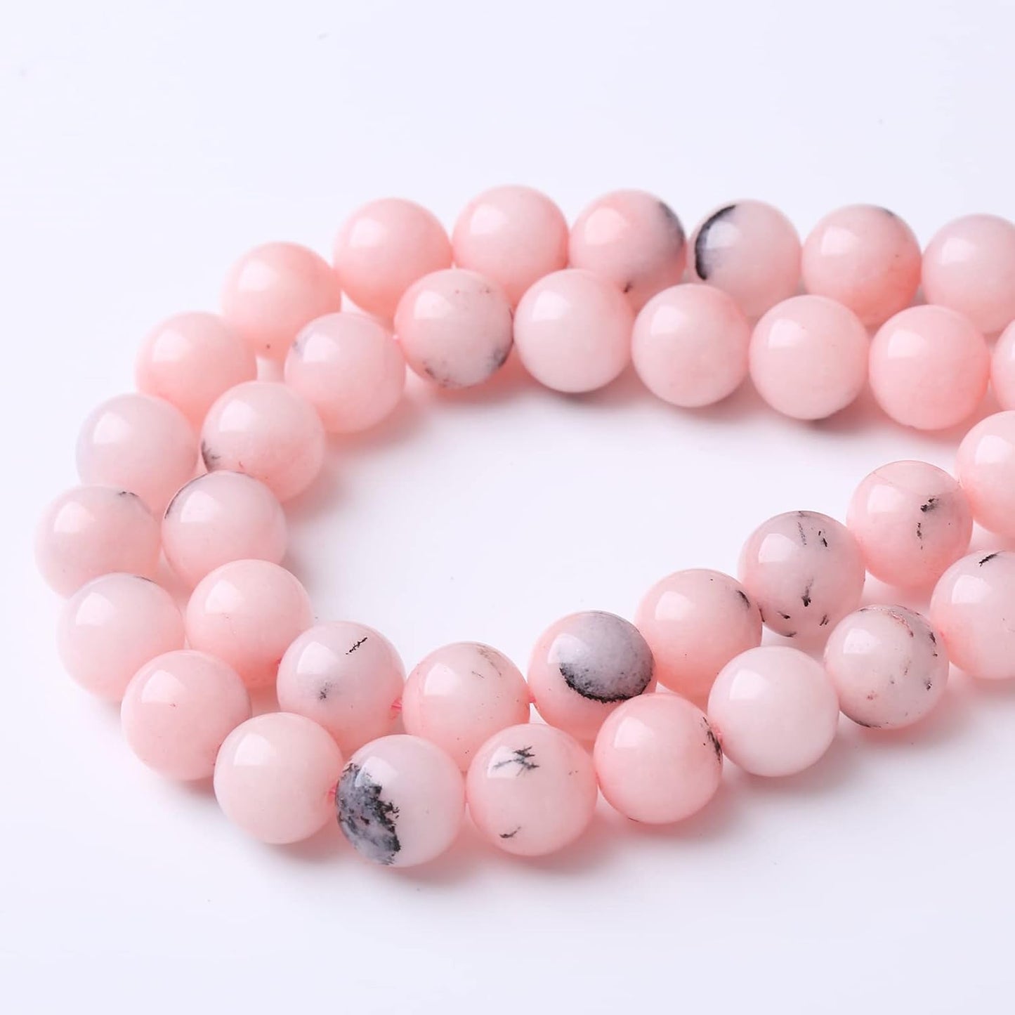90PCS 4MM Pink Opal Stone Natural Gemstone Round Stone Beads for Jewelry Making DIY Energy Stone Healing Power Bracelet 15"