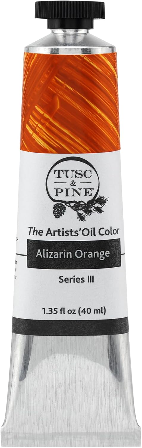 Tusc & Pine Artist Oil Paint - Alizarin Orange, 40 ml, Non-Yellowing, Rich & Creamy Consistency, Maximum Pigment Load, Small Batch Milled Oil Paints Made in the USA for Professional Artists