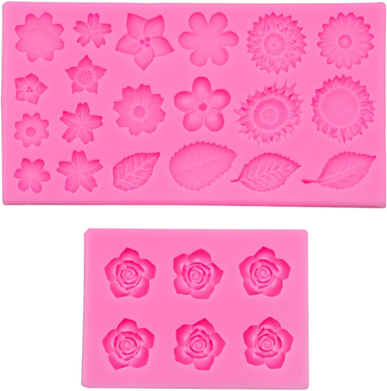 Flower Silicone Veiner Mold Set, Fondant Flower Veining Mold Tulip Orchid Molds Sugar Gum Paste Molds Cake Decoration Tool for Tulips Hibisus Rose Leaf