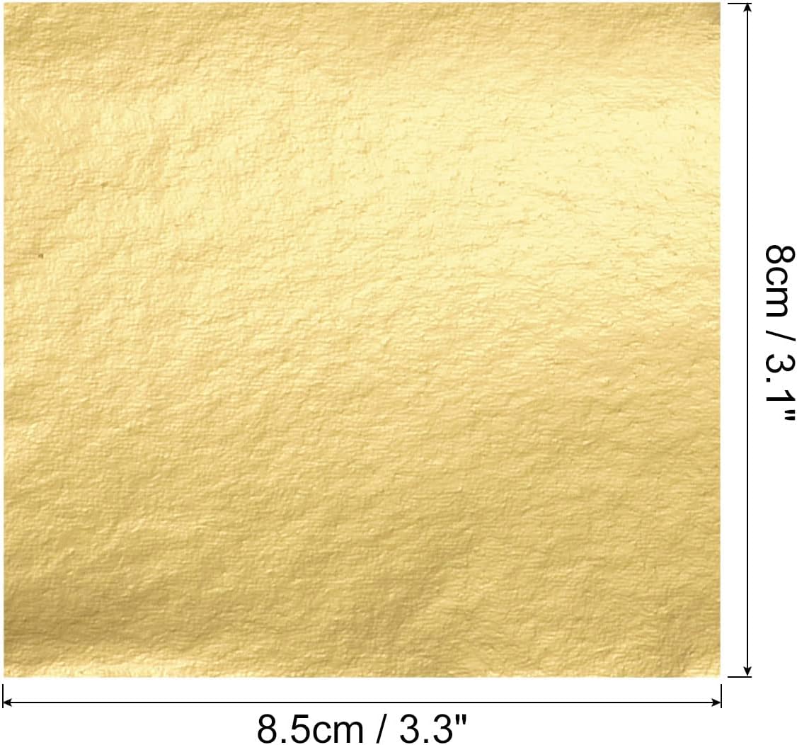 MECCANIXITY Gold Leaf Foil Sheet, Golden Leaf Papers, 3.3 x 3.1inch for Art Decoration, Sculptures, Painting, Pack of 100