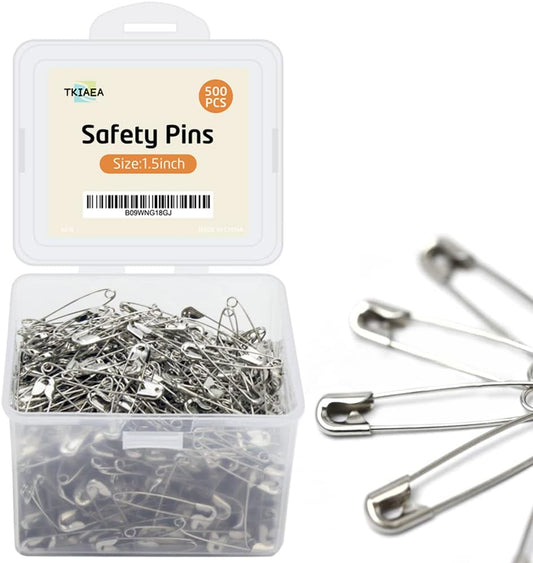 Small Safety Pins - 500 Pcs, 1.5 Inch, Bulk Pack for Clothes