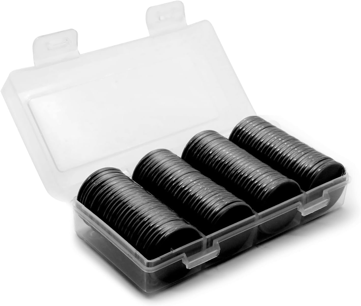 Set of 100 Opaque Plastic Learning Counters Mini Poker Chips Game Tokens with Storage Box (Black, 1.58 Inch)