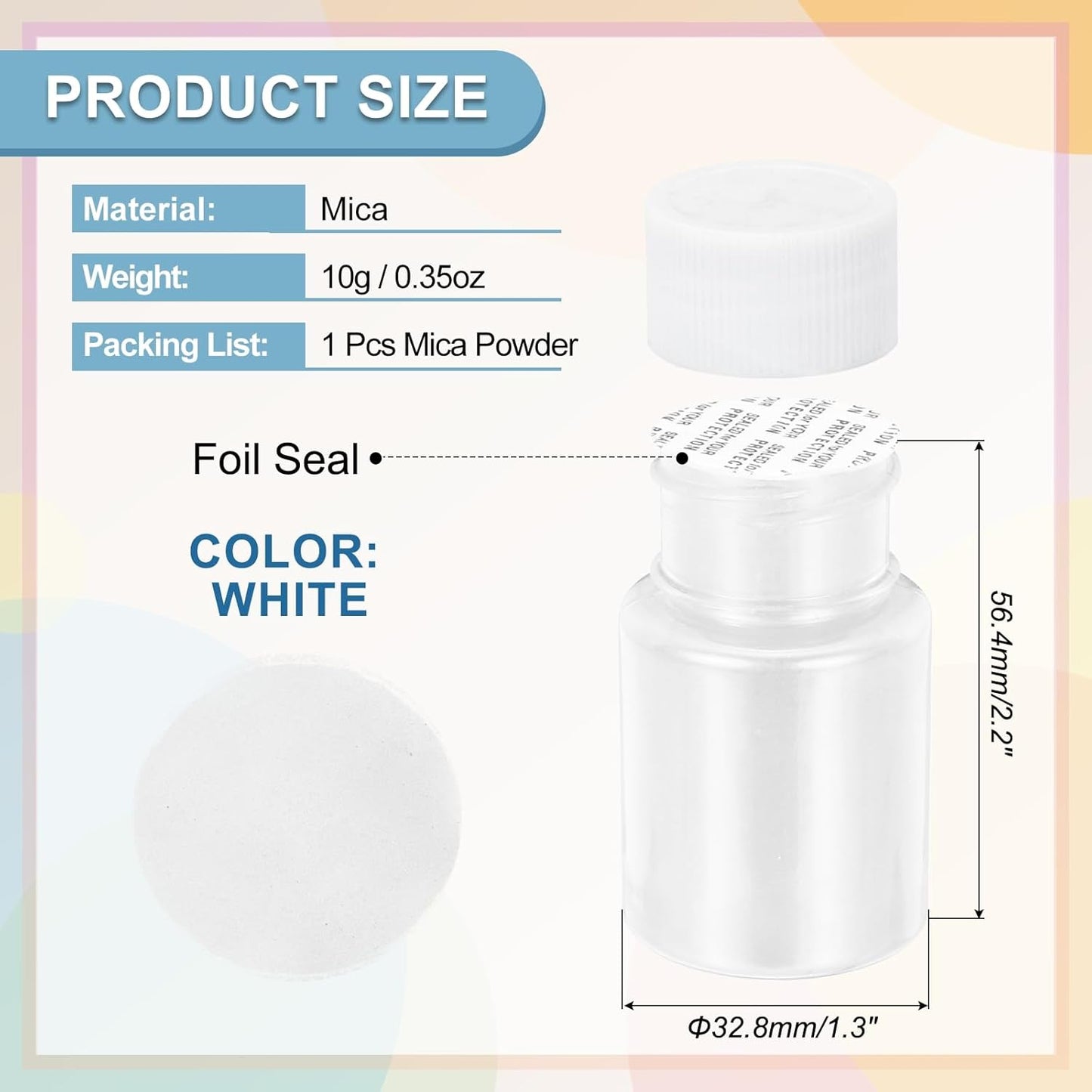 uxcell 10g/0.35oz Cosmetic Grade Mica Powder, 600 Mesh Mica Powder Natural Resin Epoxy Pigment Powders for Casting Resin, Candle Dye, DIY Nail Polish and Lip Gloss, White