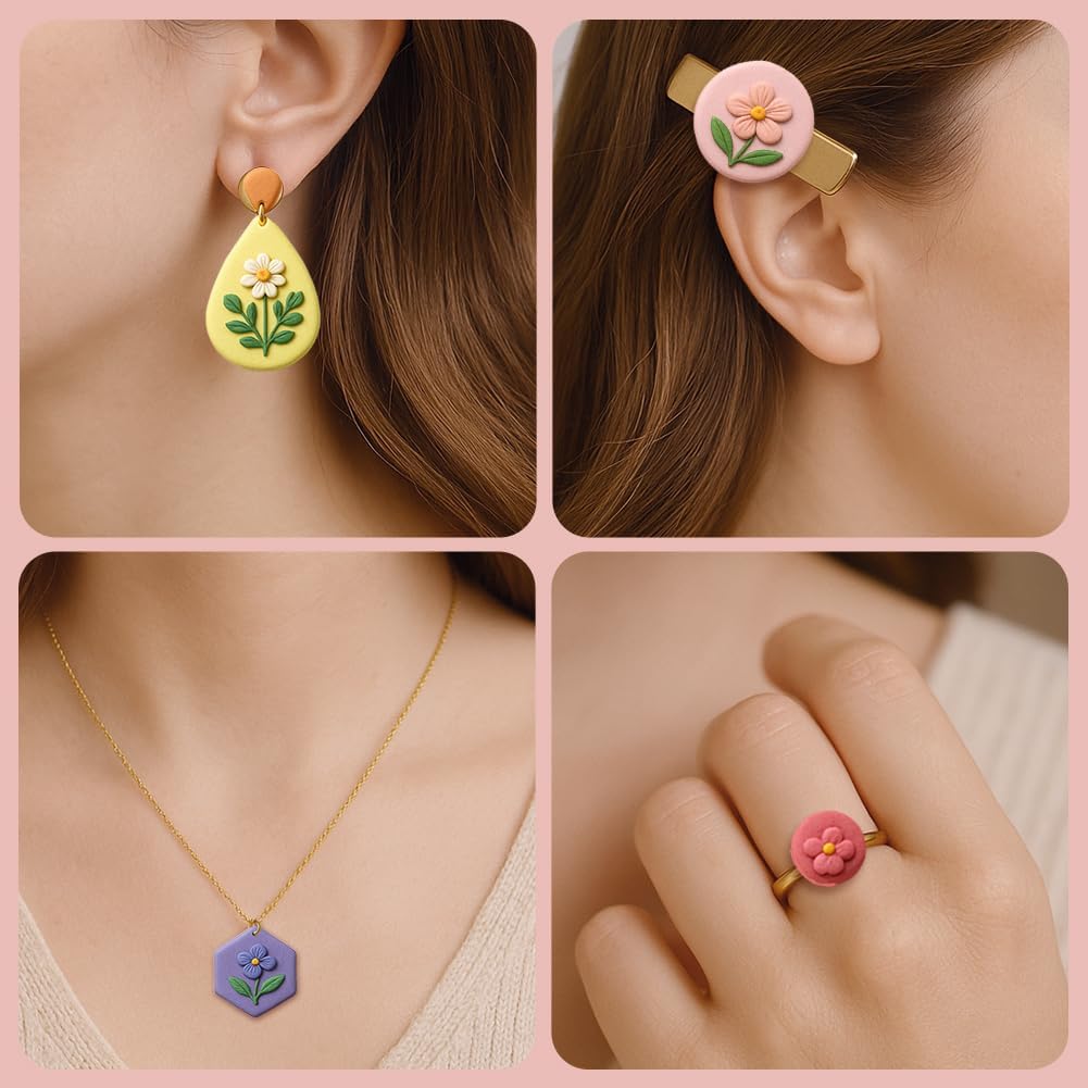 10 Sets Geometric Clay Cutters, 20pcs Shape Polymer Clay Cutting Tools for Earrings Jewelry Making, Clay Jewelry Making Kit