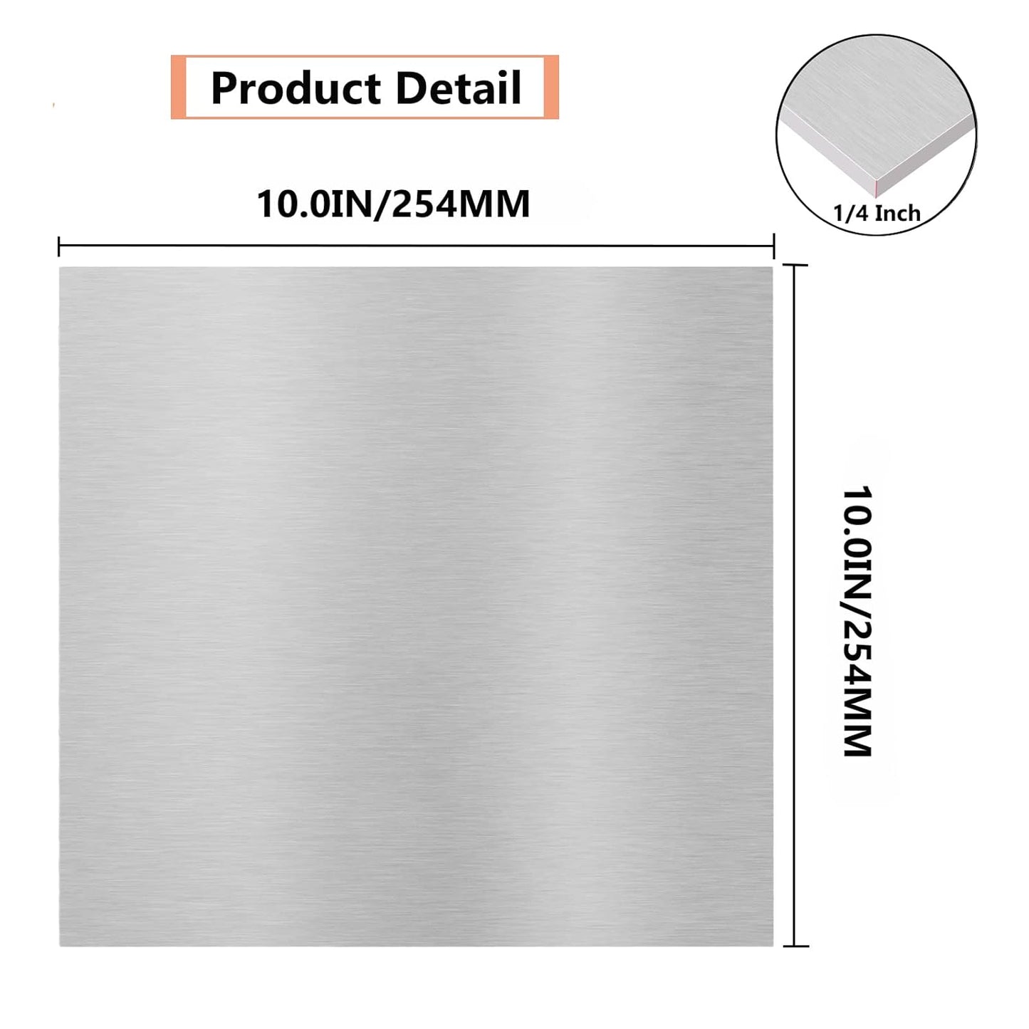 6061 T651 Aluminum Sheet Metal 10" x 10" x 1/4" Inch Flat Plain Thick Aluminum Plate Covered with Protective Film, 6MM Heat Treatable Rectangle Aluminum Metal Plate for Crafting, Industrial