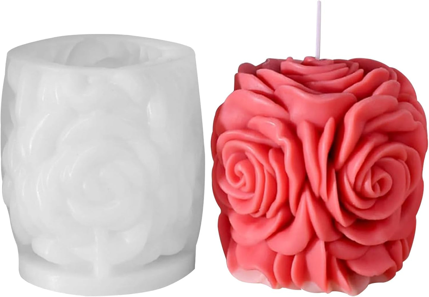 Rose Candle Silicone Molds Valentine's Day Handmade 3D Candle Molds for Candle Making, Silicone Epoxy Resin Mold, Ornament Mould for DIY Candle Soaps Home Decor