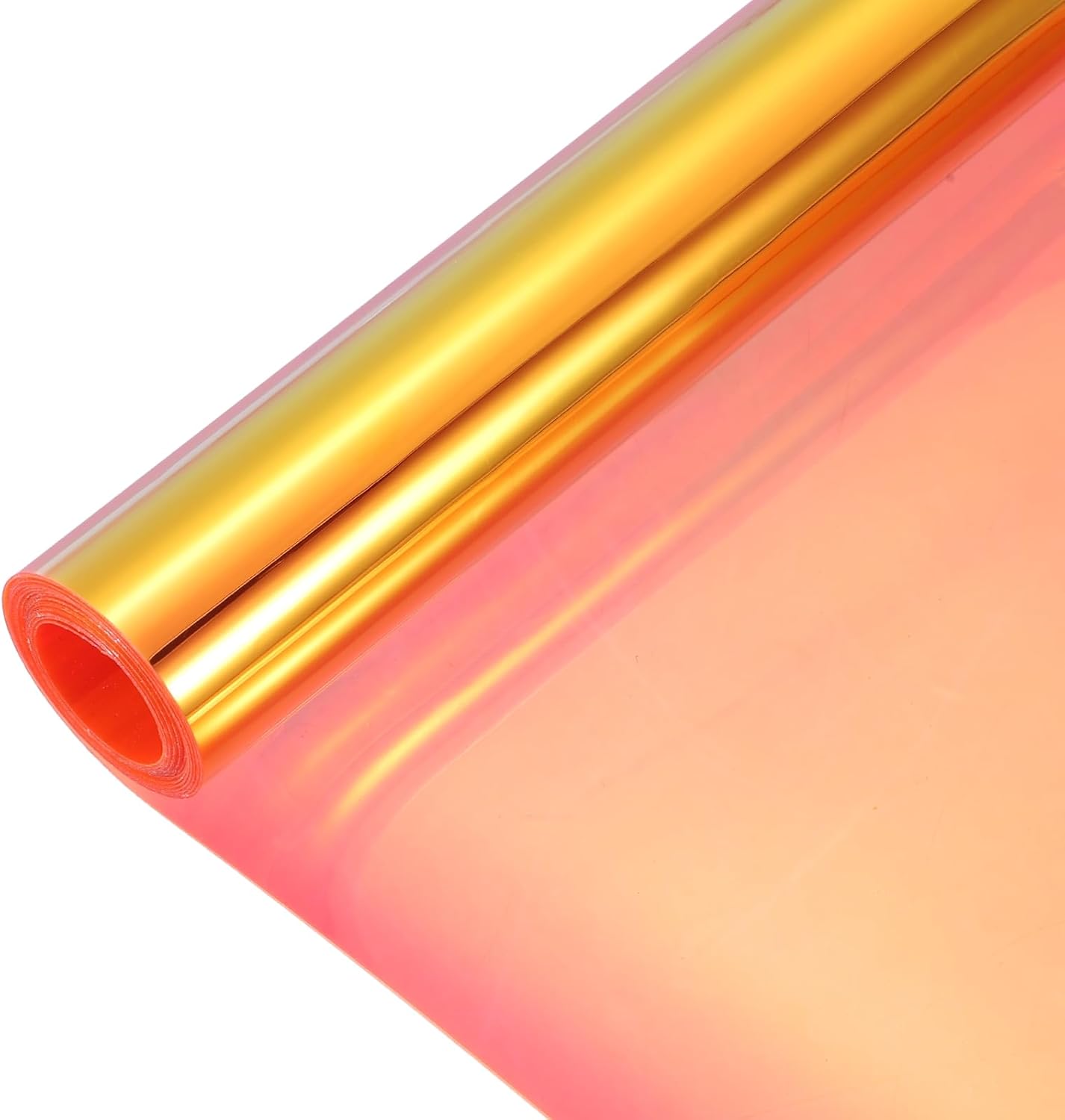 MECCANIXITY Holographic Clear PVC Vinyl Film Holographic PVC Fabric Waterproof Dichroic Film 12 x 48 Inch for Handbags Bows Earrings DIY Craft,Laser Dark Orange