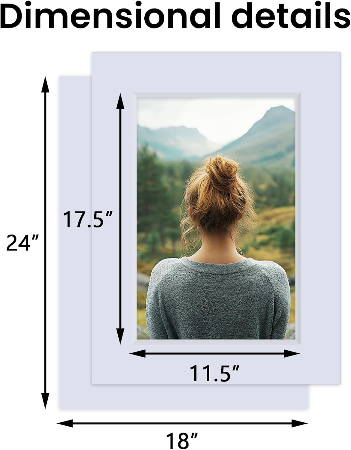 Falling in Art 5 Pack Acid Free 18x24'' White Picture Mats Board Show Kit for 12x18'' Photos, 4-Ply Beveled Pre-Cut Photo Mats with Backing Board for Frames, Artwork and Prints