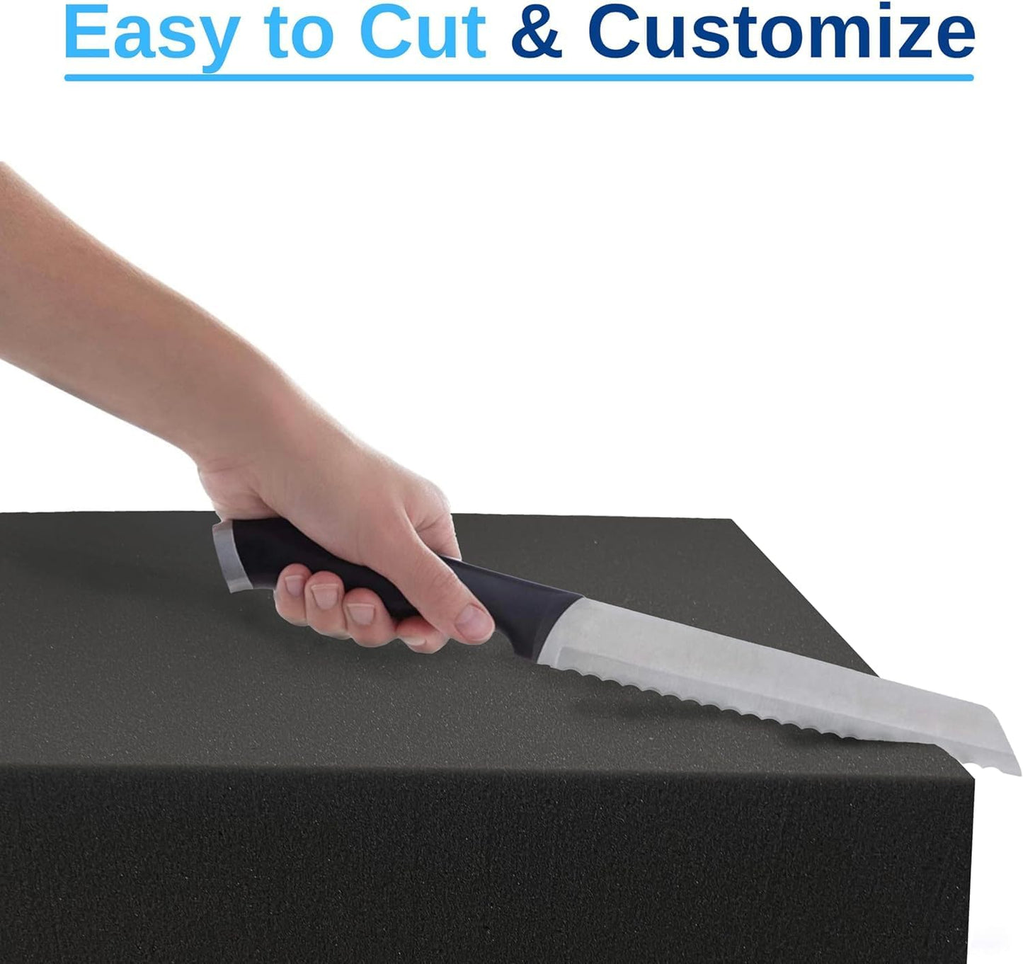 FoamRush 12" x 24" x 24" Charcoal High Density Upholstery Foam Cushion (Upholstery Sheet, Foam Padding, Seat Replacement, Chair Cushion Replacement, Square Foam, Wheelchair Seat Cushion) Made in USA