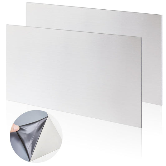 2 Pcs 430 Stainless Steel Sheet Metal 12 x 6 Inches 24GA Metal Plates Panel #4 Brushed Finish Magnetic Mount Board Wall Food Truck Restaurant Crafting Kitchen Floor Trailer Garage Gym