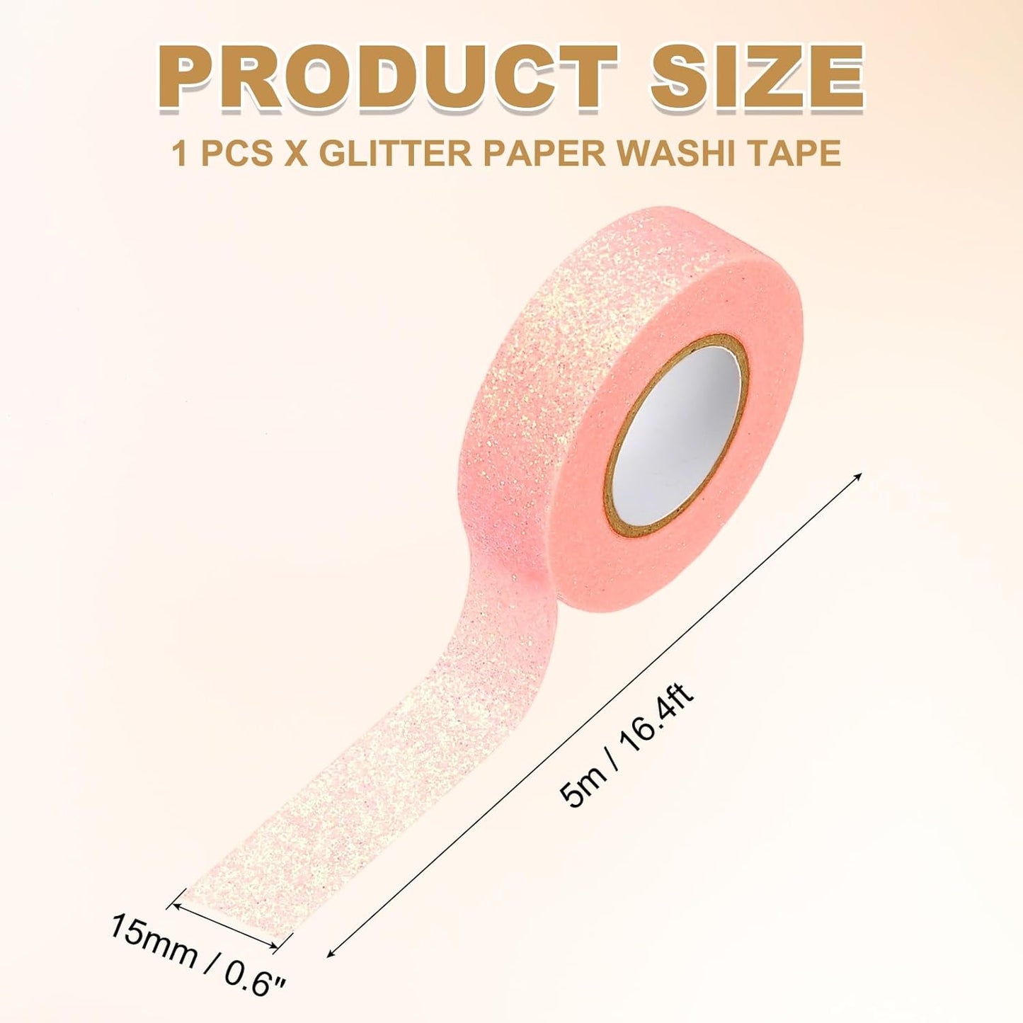 PATIKIL 1 Roll Glitter Paper Washi Tape, Washi Decorative Tape for Crafts, Pink