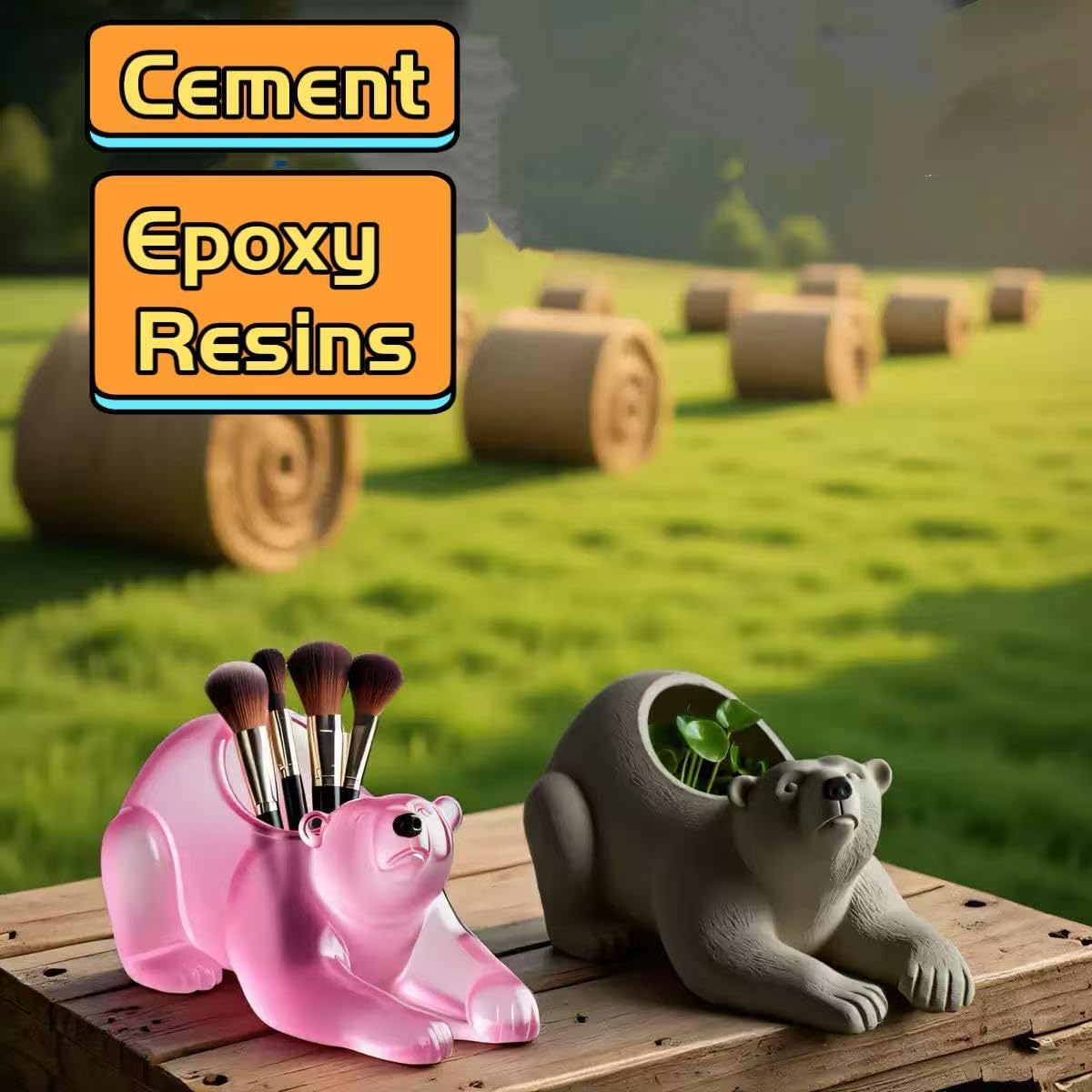 Animal Resin Molds Silicone 3D Cute Polar Bear Epoxy Resin Plaster Candle Holder Wax Molds for Candle Making, Art Crafts DIY Unique Display Home Decor