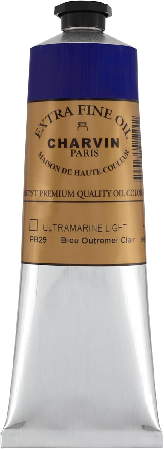 Charvin Extra Fine Oil Paint, Ultramarine Blue Light 150 ml - Triple-Milled, Rich Texture, Poppy Oil-Based, Light-Fast, Handmade, Archival Quality