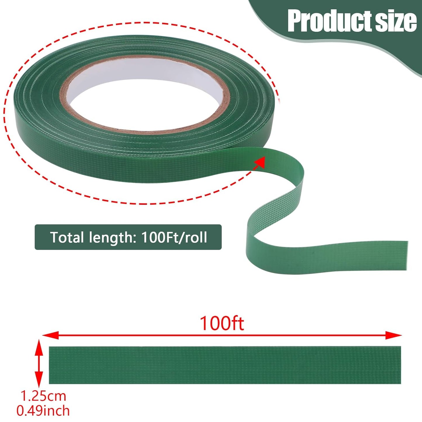 Prudiut 3 Roll Green Floral Tape Waterproof Florist Tape, 1/2" Wide Flower Wrap Tape Floral Tape for Fresh Flower Bouquet Wrap Flower Arrangements Crafts (100Ft/33Yd)