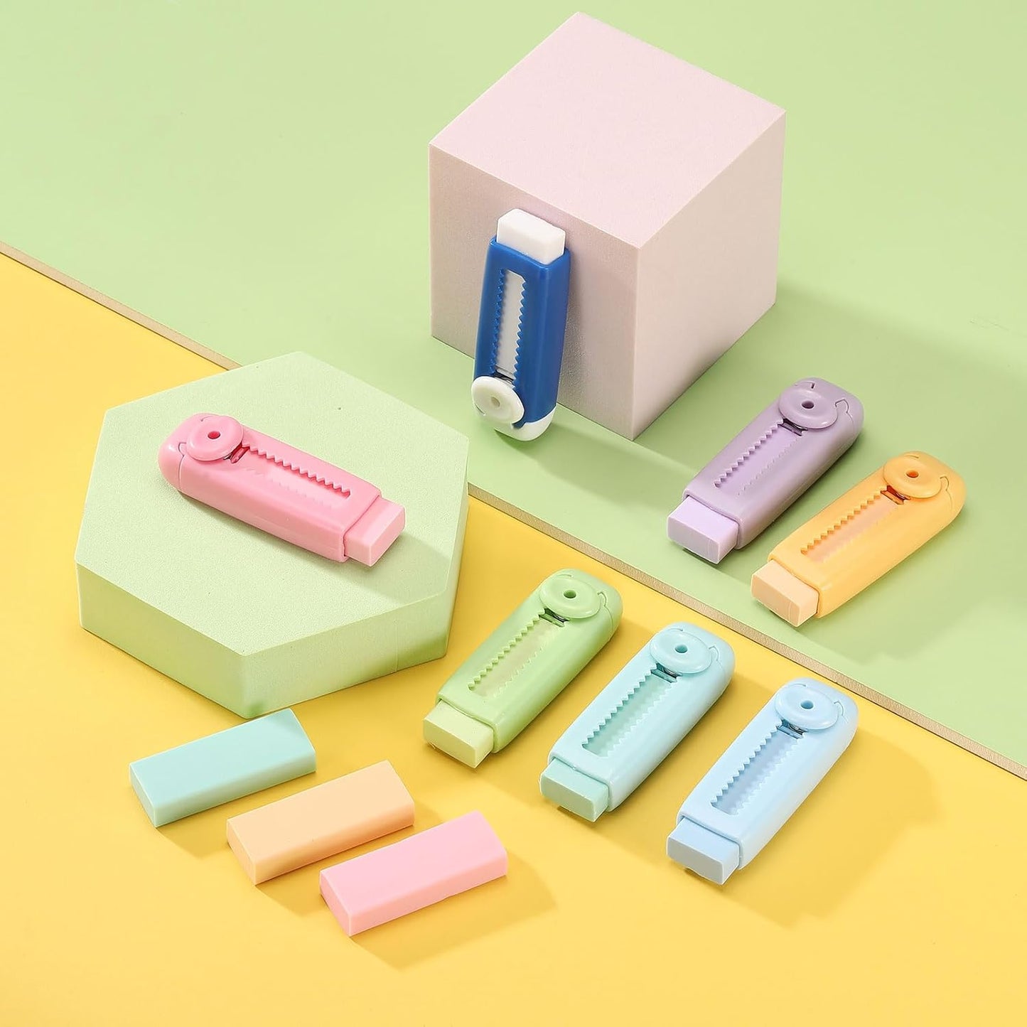 PATIKIL 4 Pack Erasers, Sliding Retractable Eraser Push Pull Cute Pencil Erasers Soft Large Easy to Clean with Plastic Sleeve for Sketching Drawing Artists Teacher Pencils, Pink