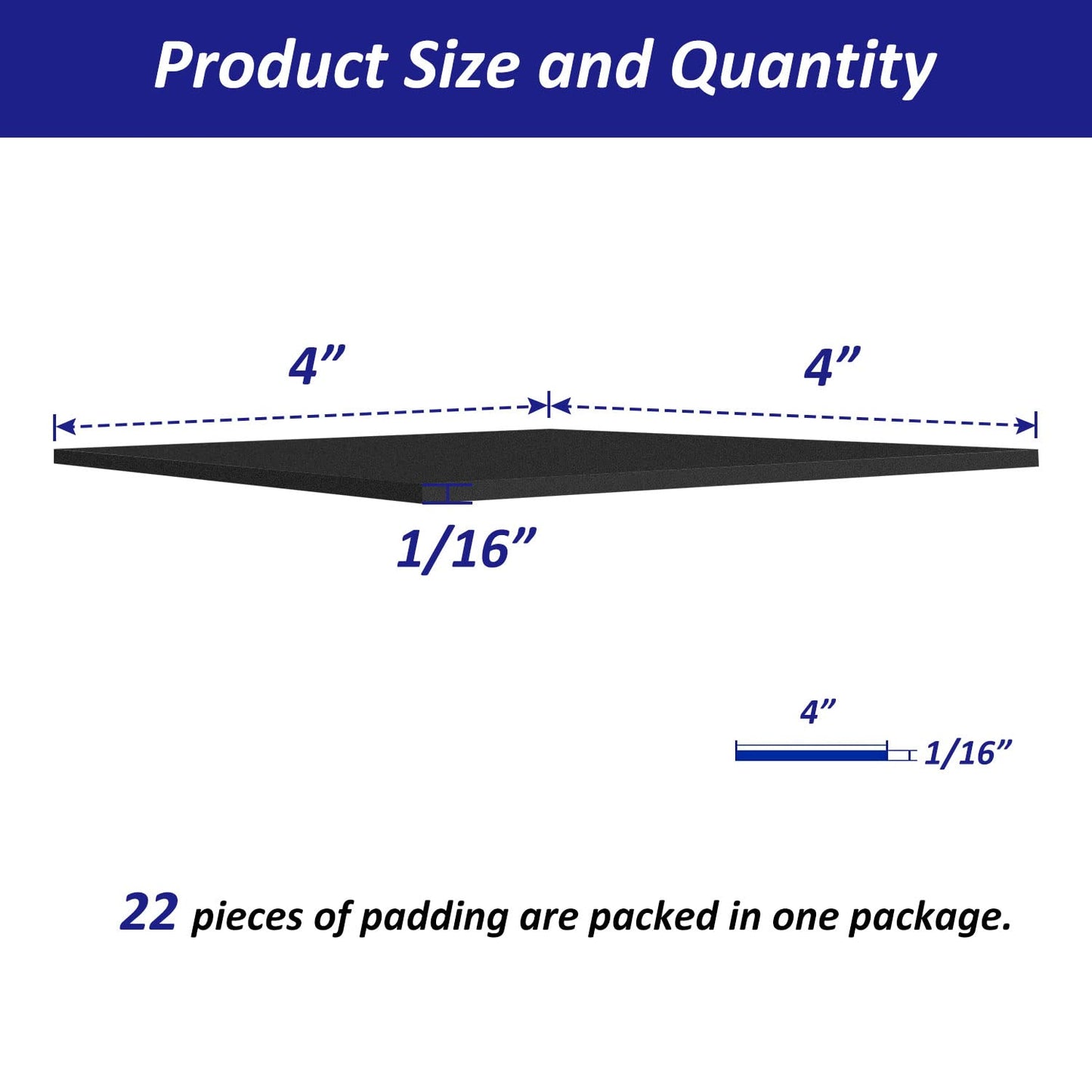 Foam Padding Sheets with Adhesive Backing - Self Stick Neoprene Insulation Foam,22PCS 1/16 Inch Thick X 4 Inch Long X 4 Inch Wide - Closed Cell Foam Sheet Square Pad
